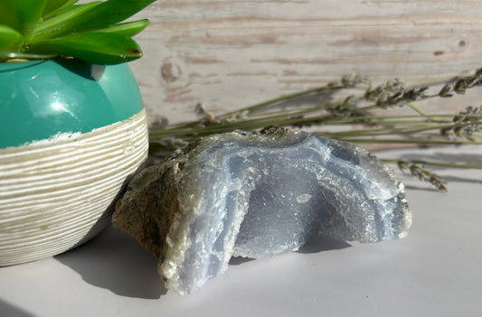 Raw Blue Lace Agate Specimen - Calming Communication