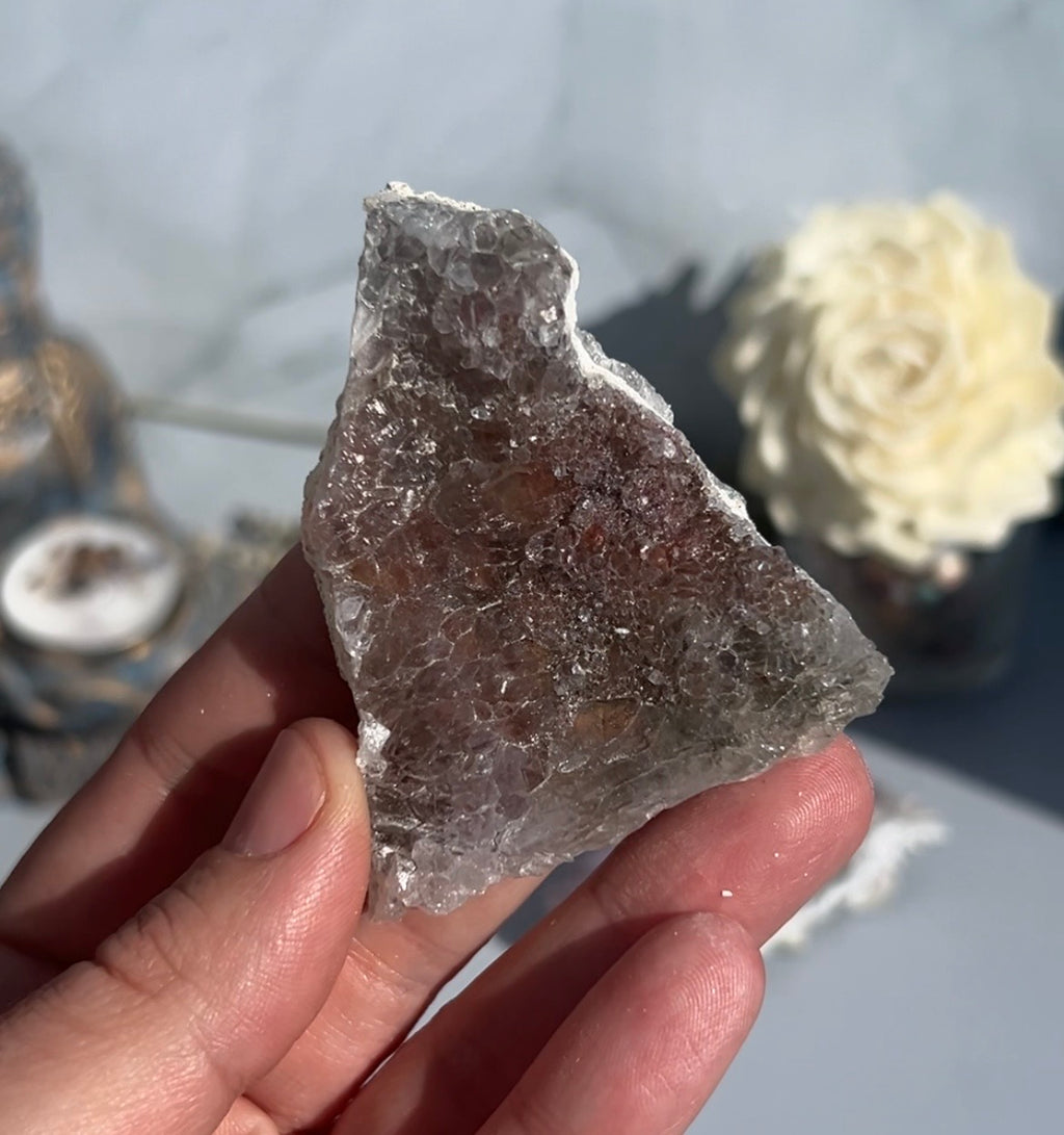 Warm Druzy Quartz on Zeolite Matrix