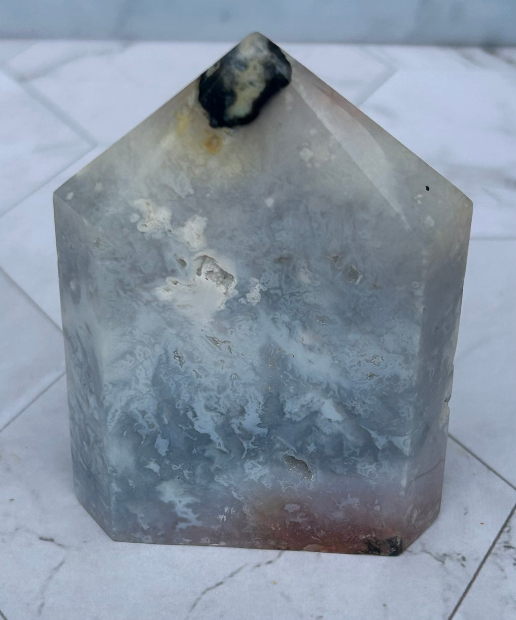 Blue Plume Agate Tower