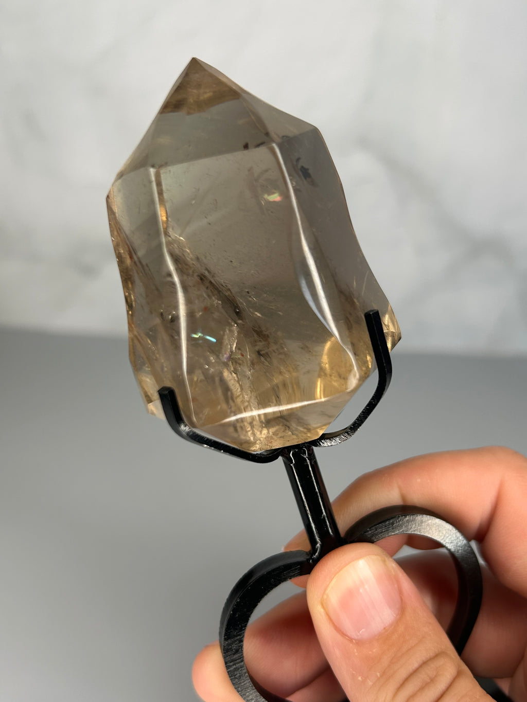 Smoky Quartz Diamond on Heart Stand