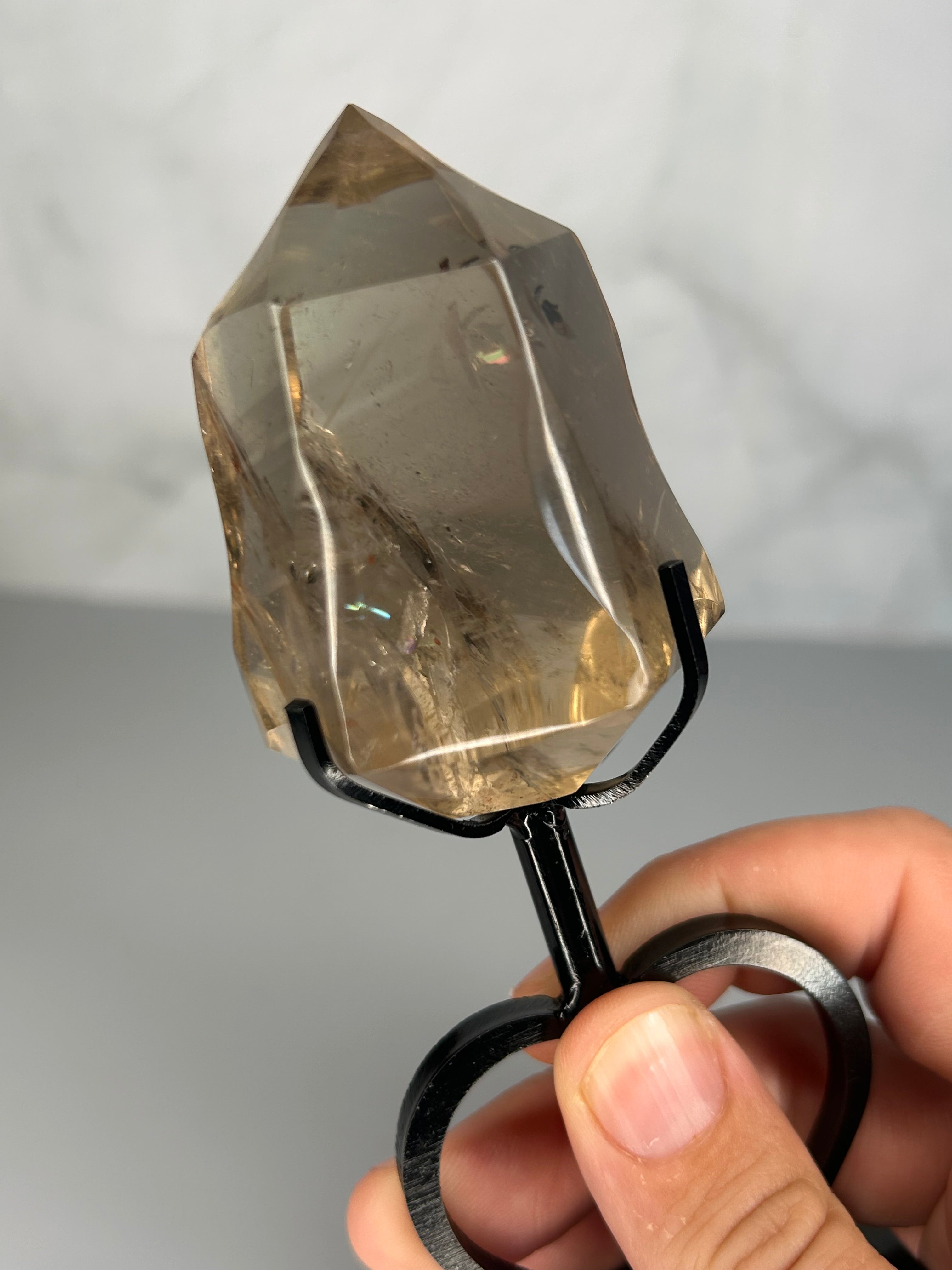 Smoky Quartz Diamond on Heart Stand