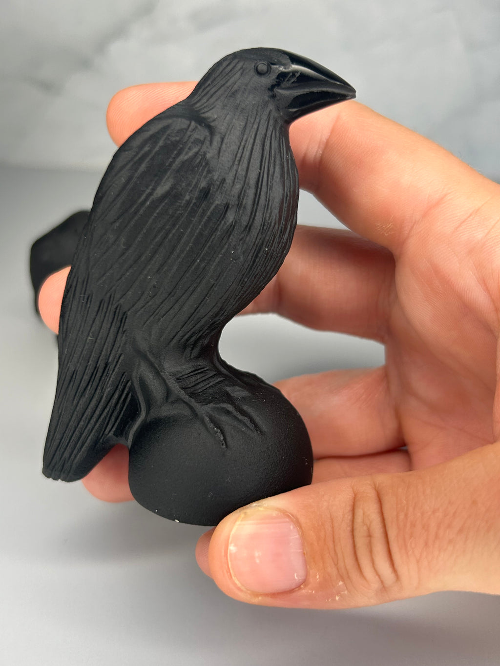 Obsidian Raven Carving