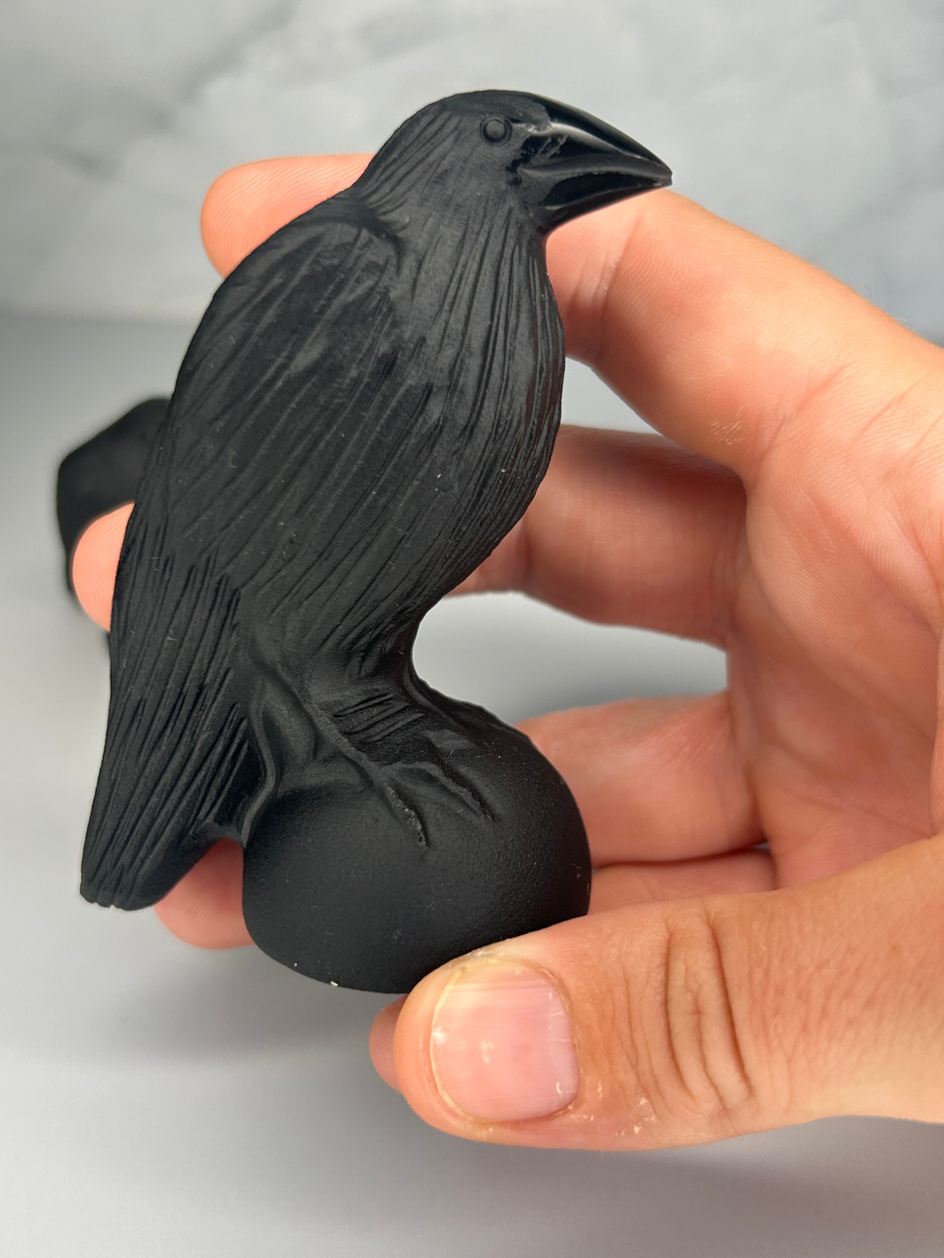 Obsidian Raven Carving