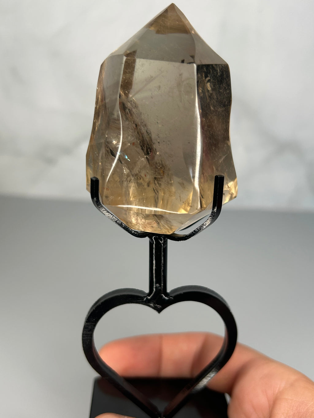 Smoky Quartz Diamond on Heart Stand
