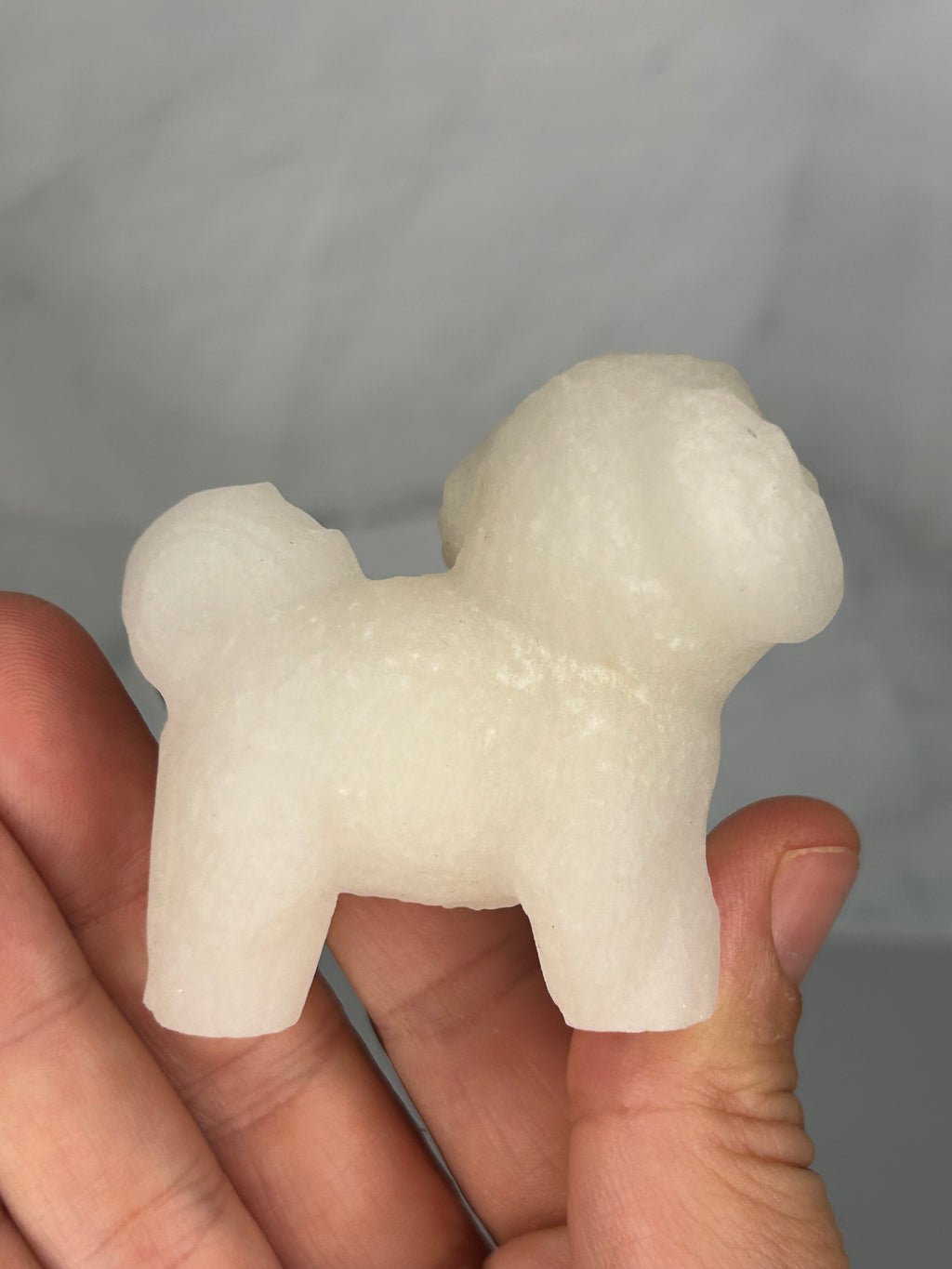 White Jade Fluffy Dog Carving
