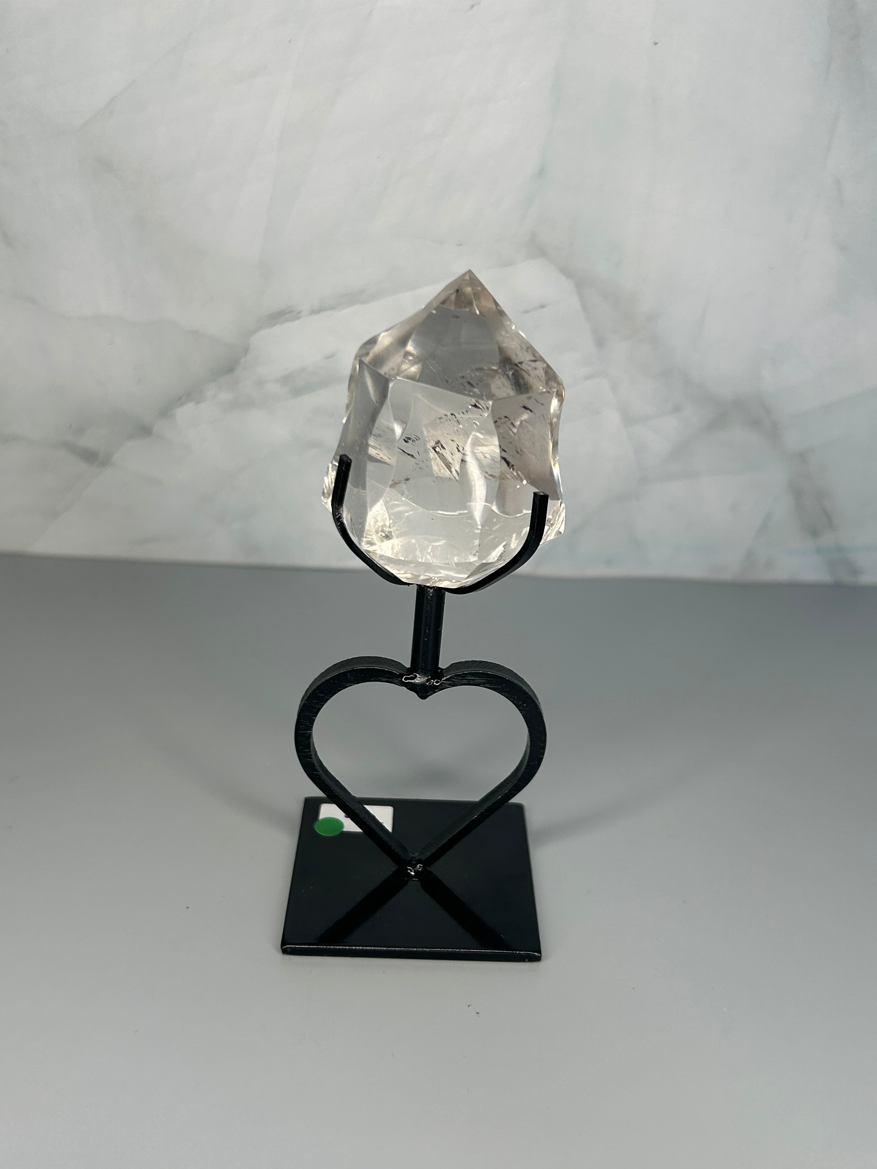 Clear Quartz Diamond on Heart Stand