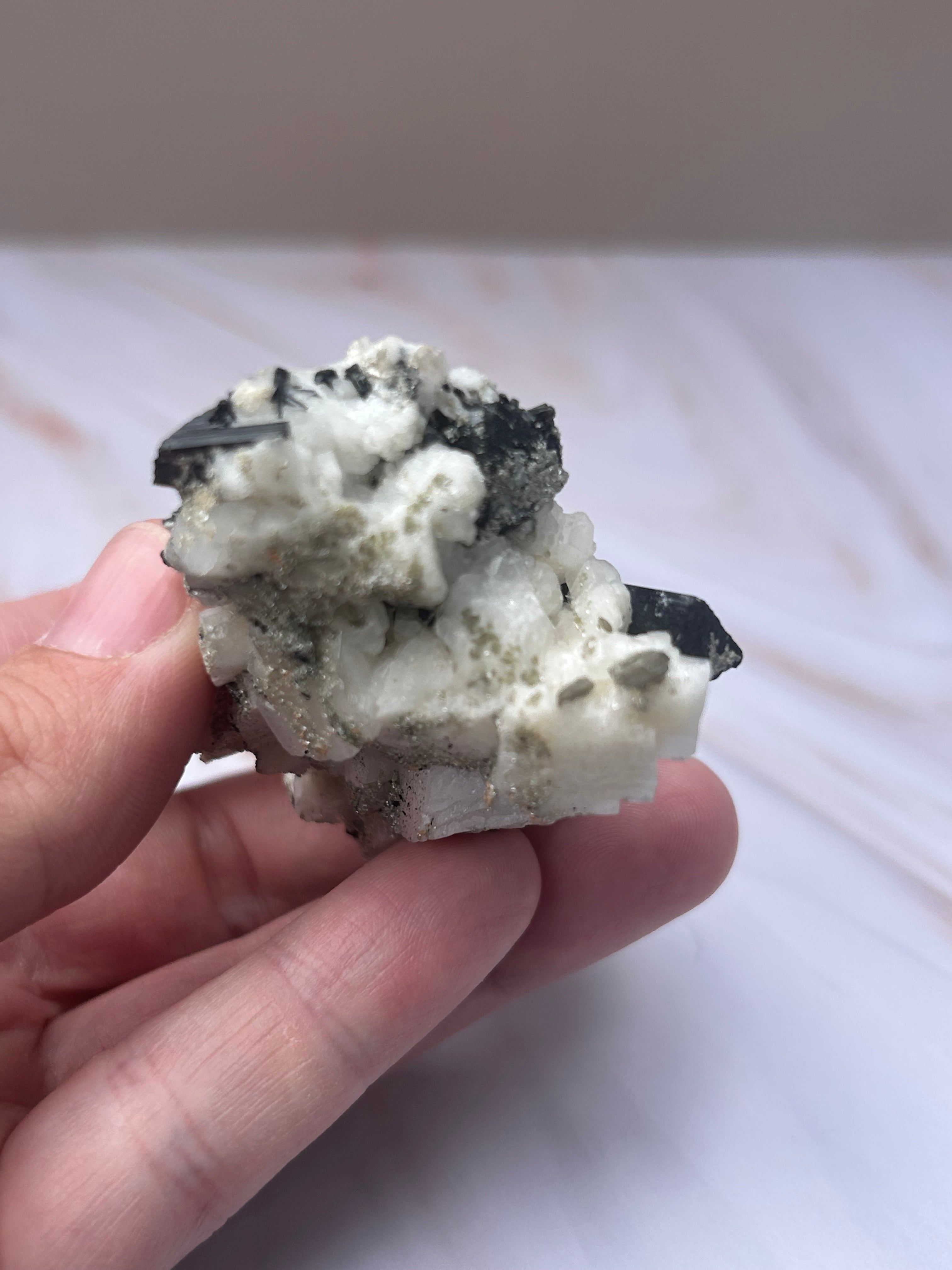 Quartz, Black Tourmaline & Pyrite Specimen - Protection Abundance Clarity
