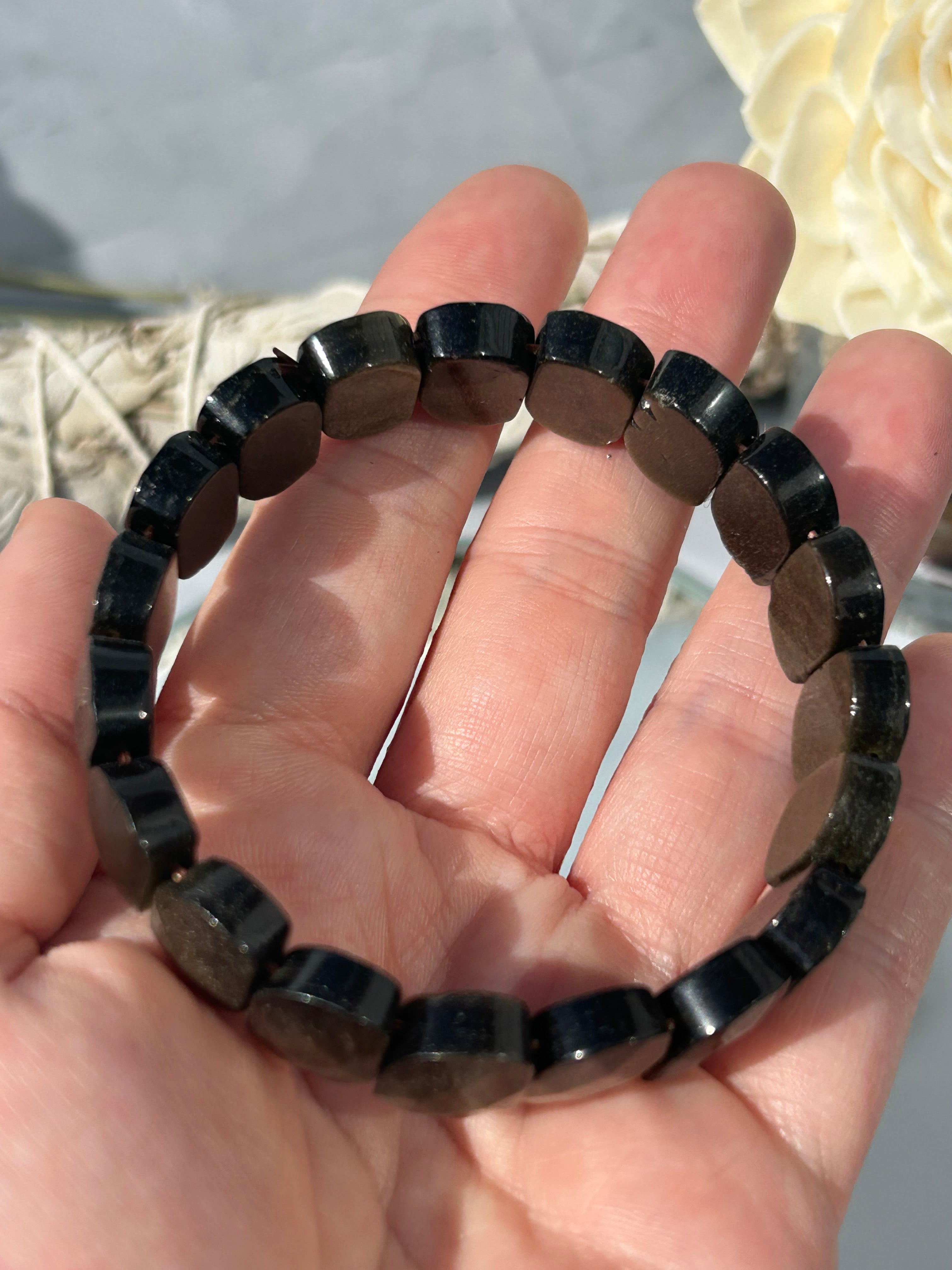 Gold Sheen Obsidian Faceted Bracelet