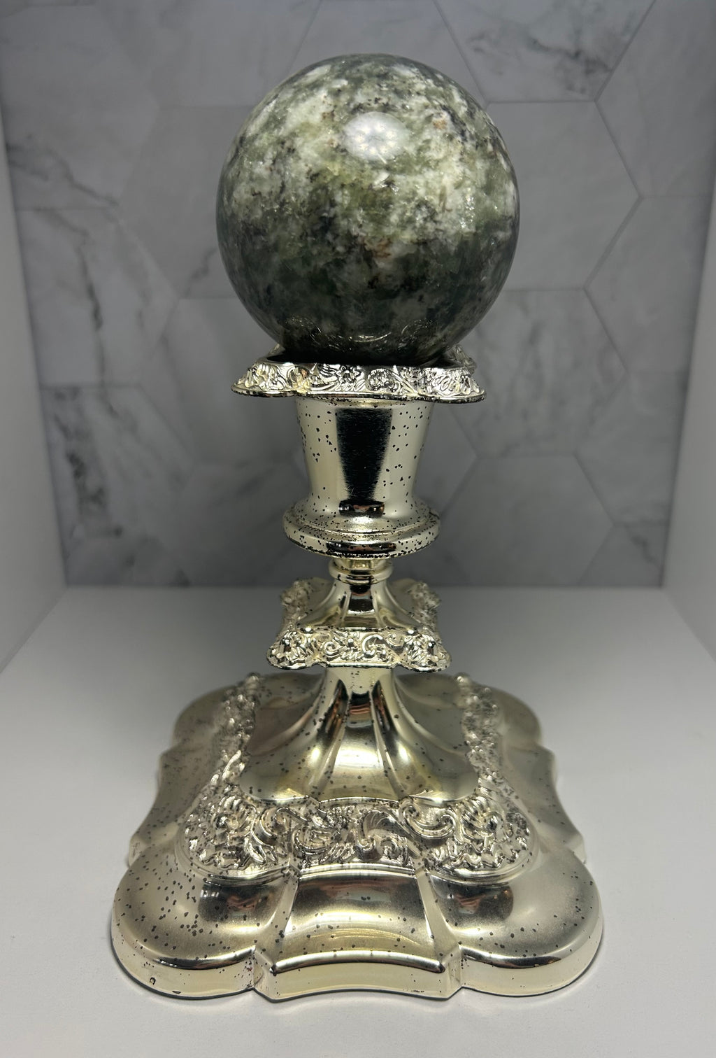 Silver Ornate Sphere Holder