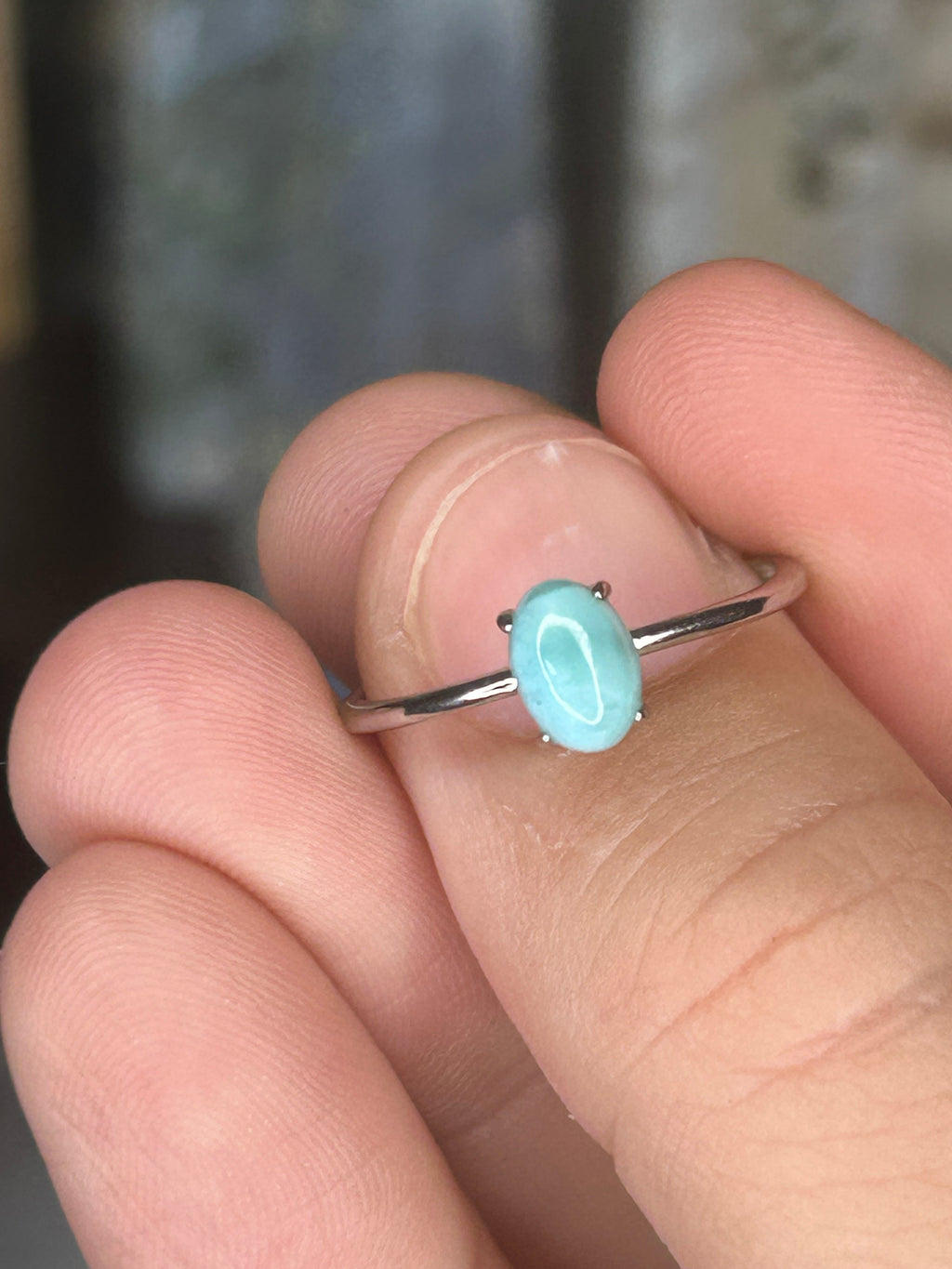 Larimar Ring 925 Sterling Silver, Adjustable