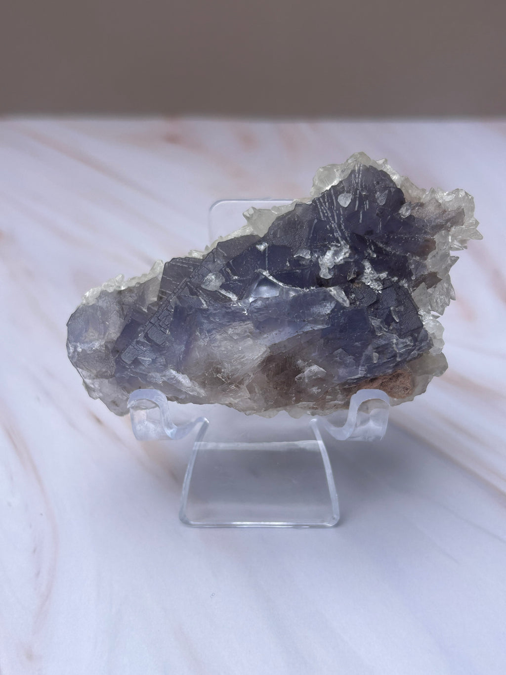 Blue Fluorite & Quartz Specimen - Clarity Focus Emotional Balance