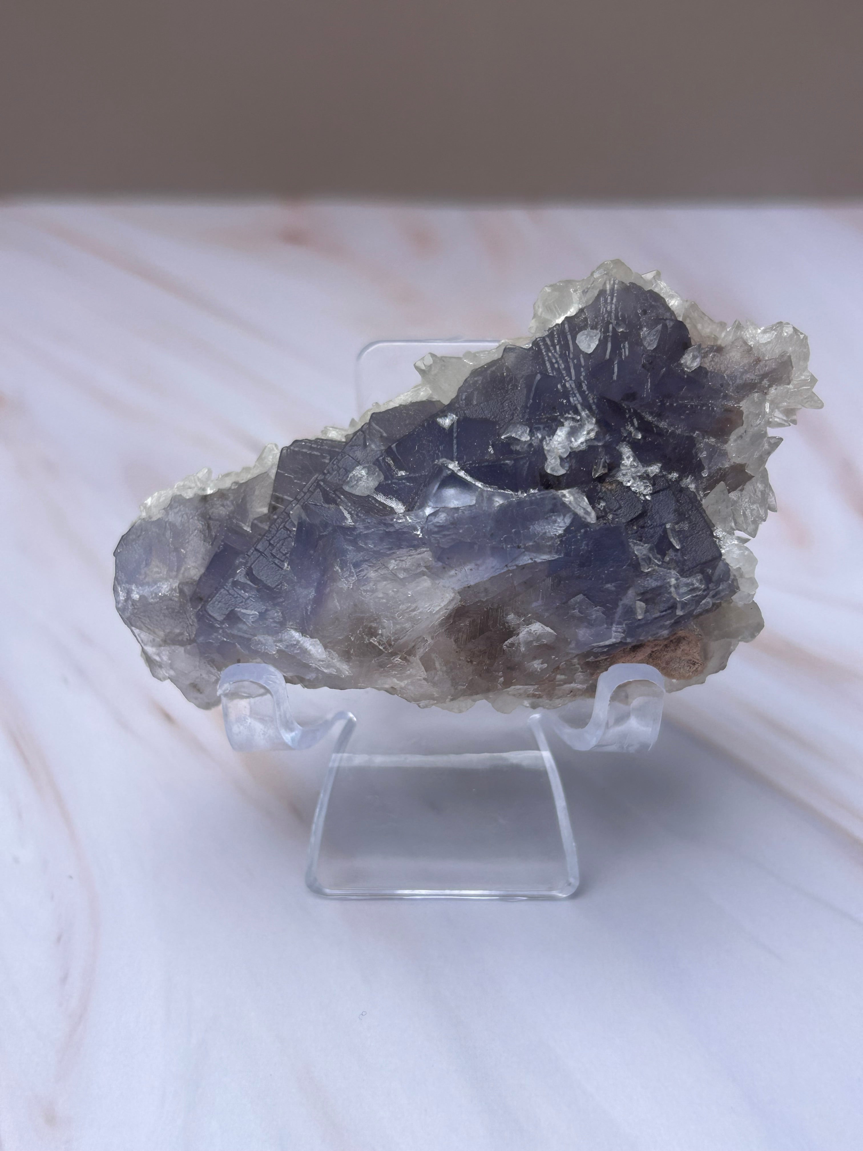 Blue Fluorite & Quartz Specimen - Clarity Focus Emotional Balance