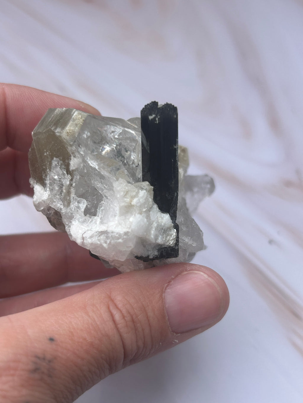 Golden Mica, Quartz & Black Tourmaline Specimen - Protection Grounding Clarity