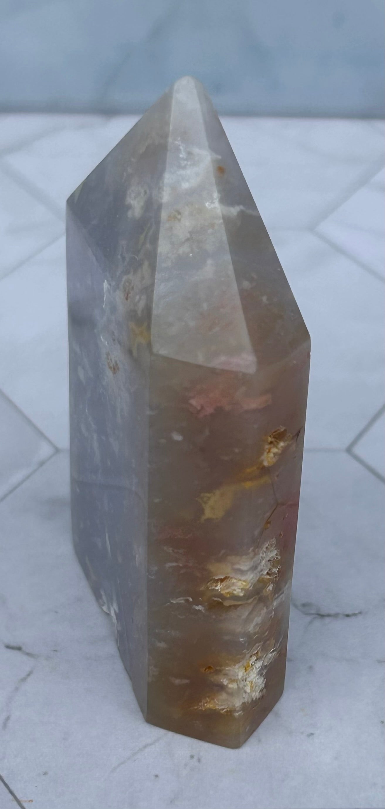 Blue Plume Agate Tower