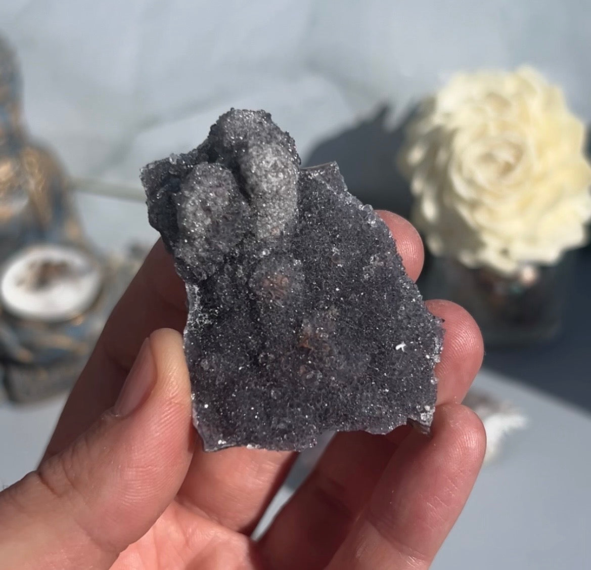 Smoky Druzy Quartz on Zeolite Matrix