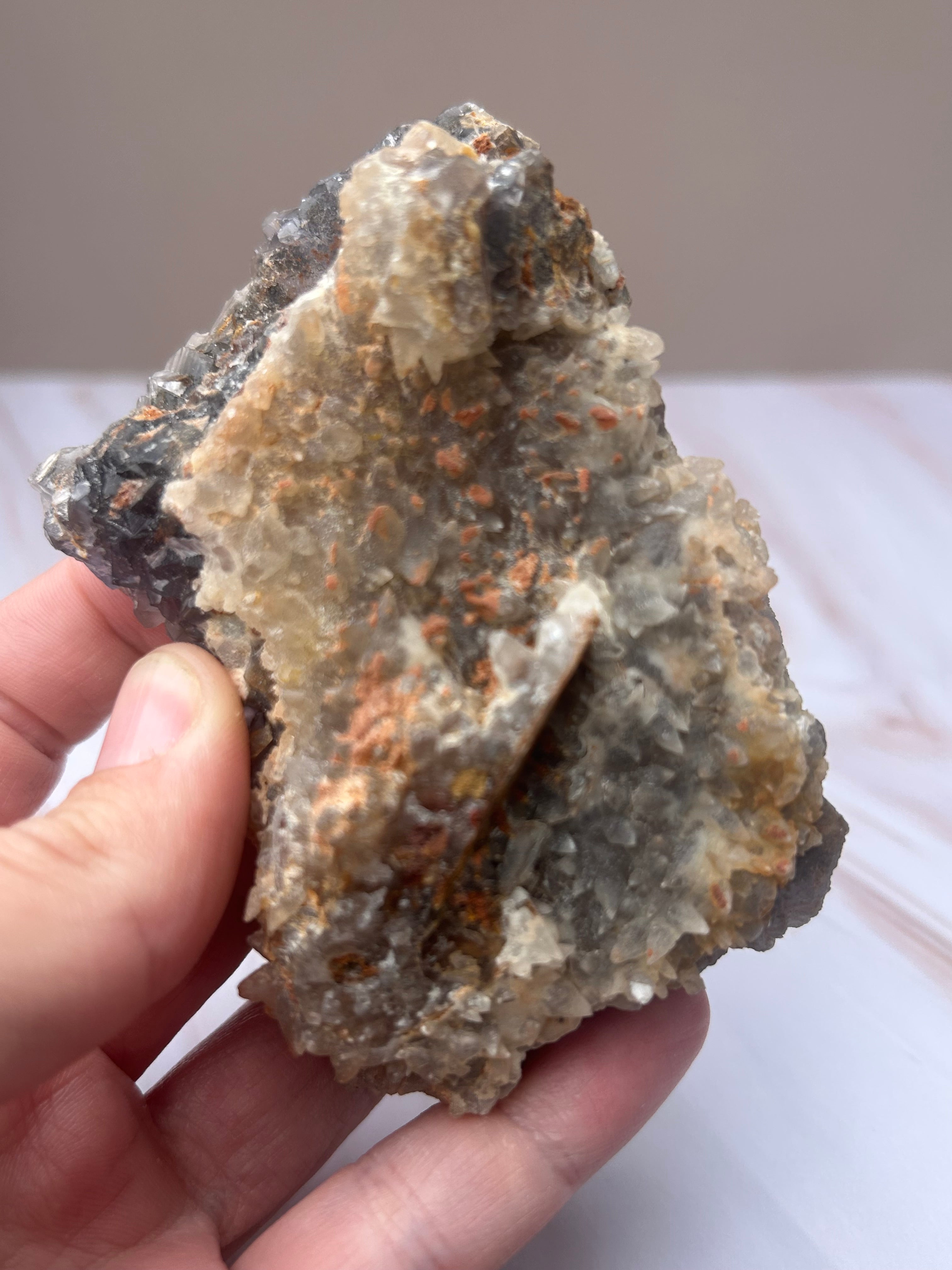Blue Fluorite, Quartz & Iron Oxide Specimen - Clarity Focus Grounding