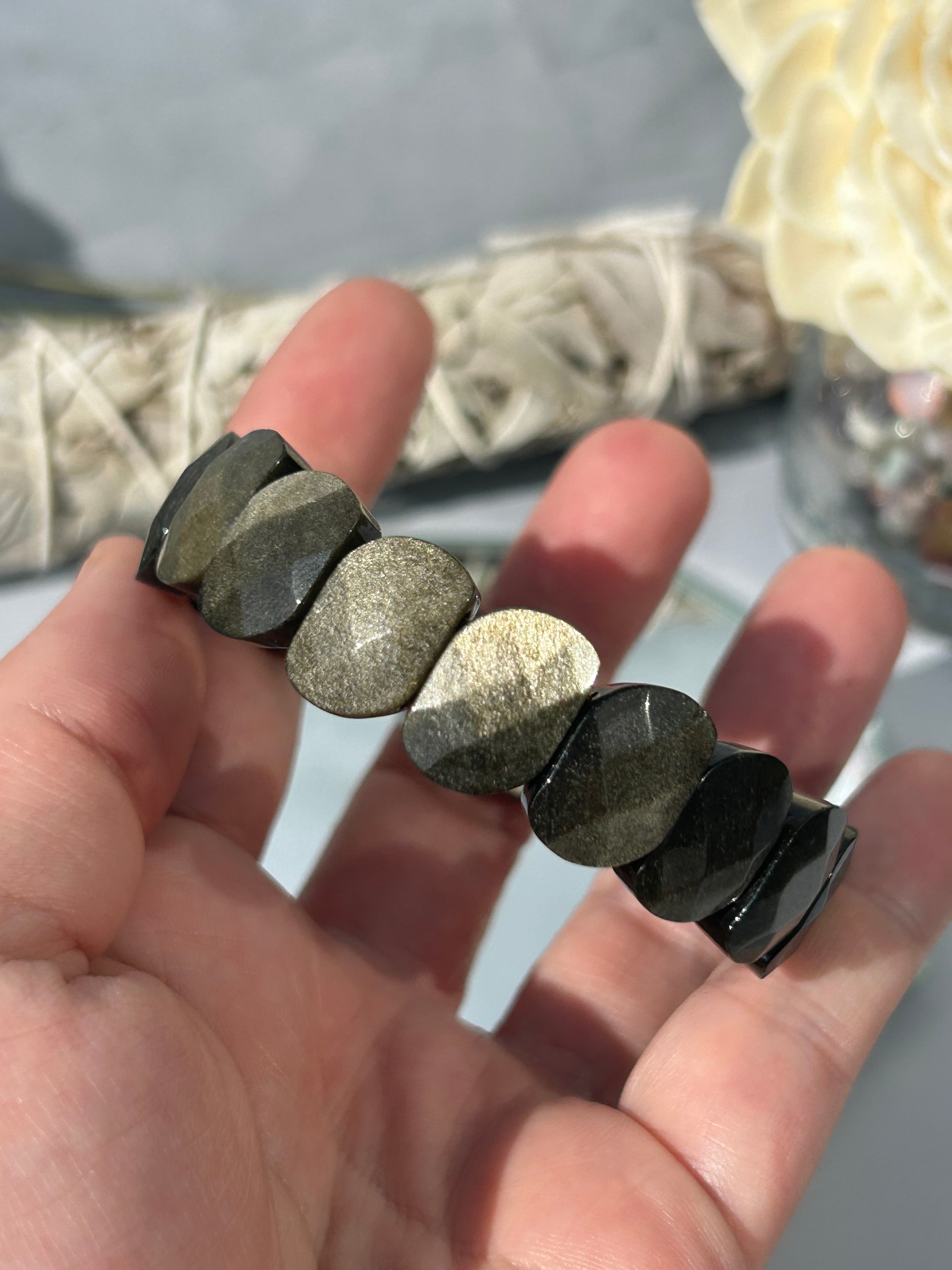 Gold Sheen Obsidian Faceted Bracelet