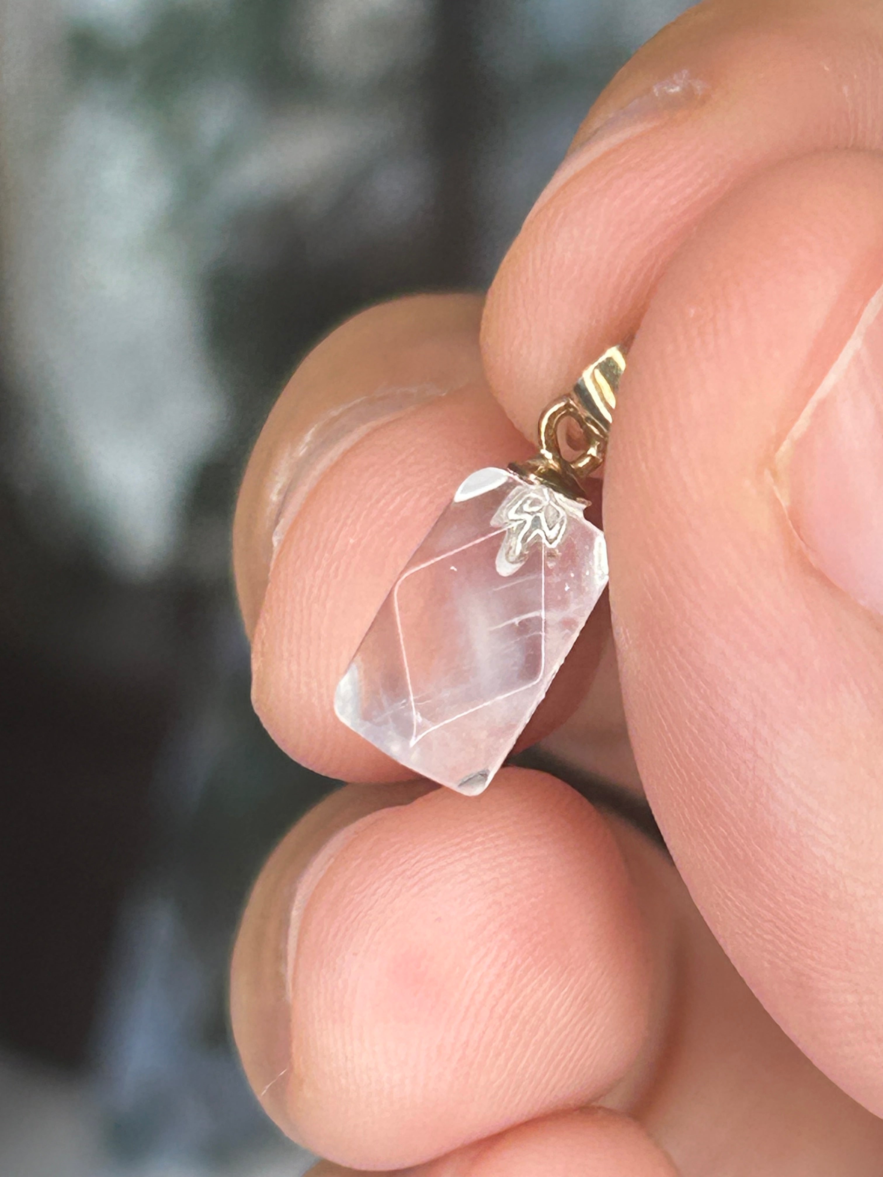 Blue Needle Quartz Faceted Crystal Pendant