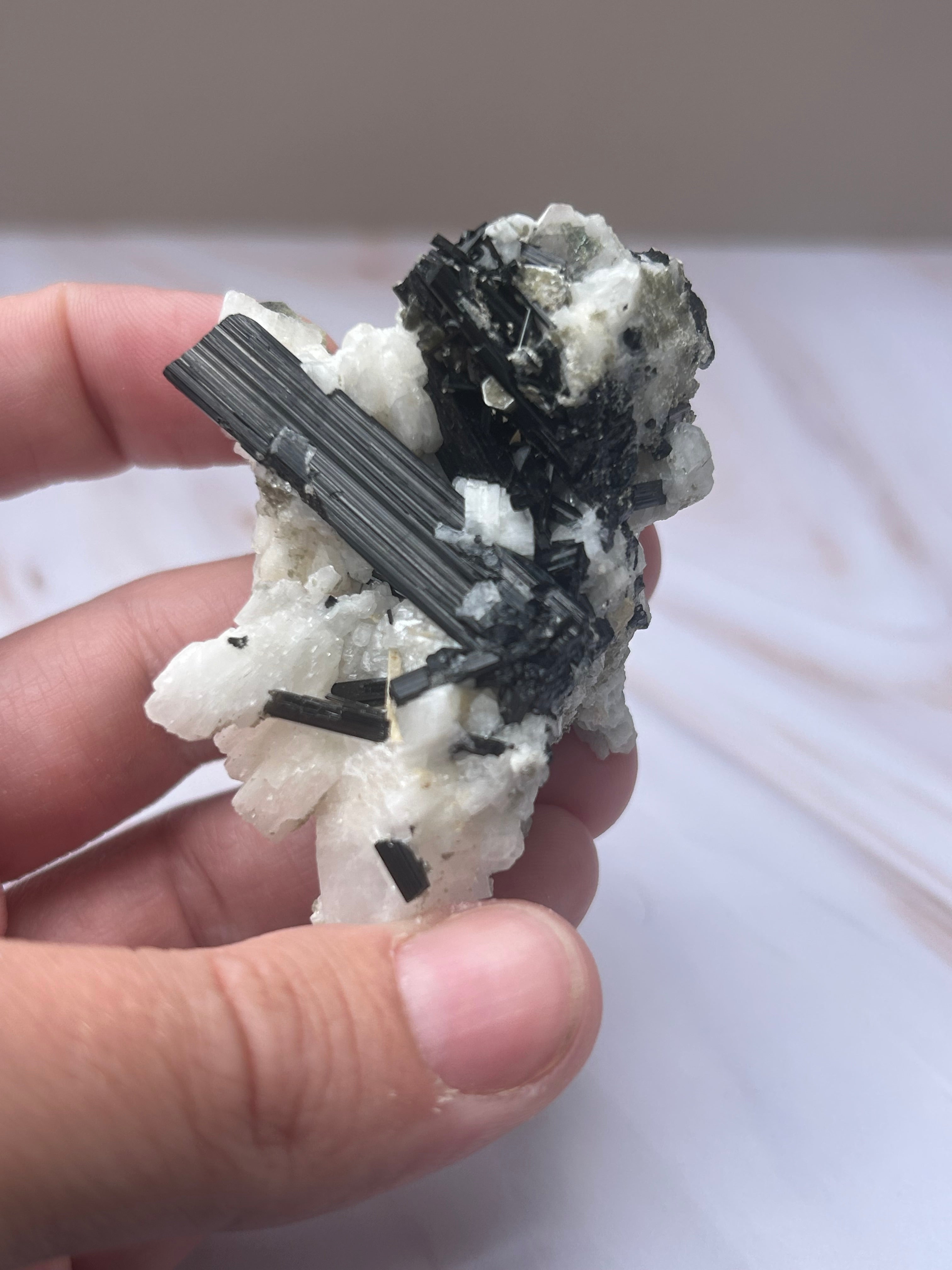 Quartz, Black Tourmaline & Pyrite Specimen - Protection Abundance Clarity
