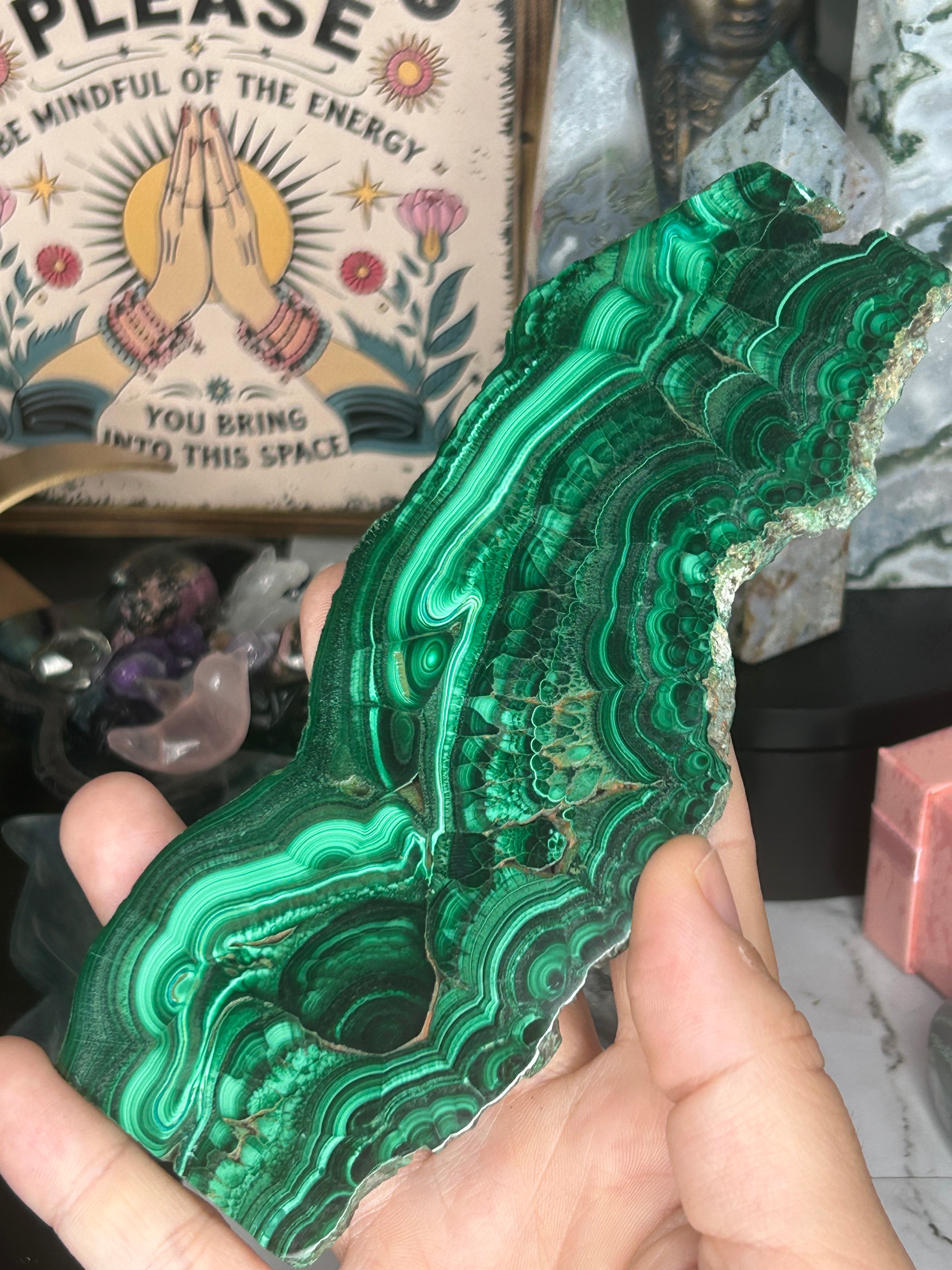 Large Malachite Slab with Botryoidal Formations