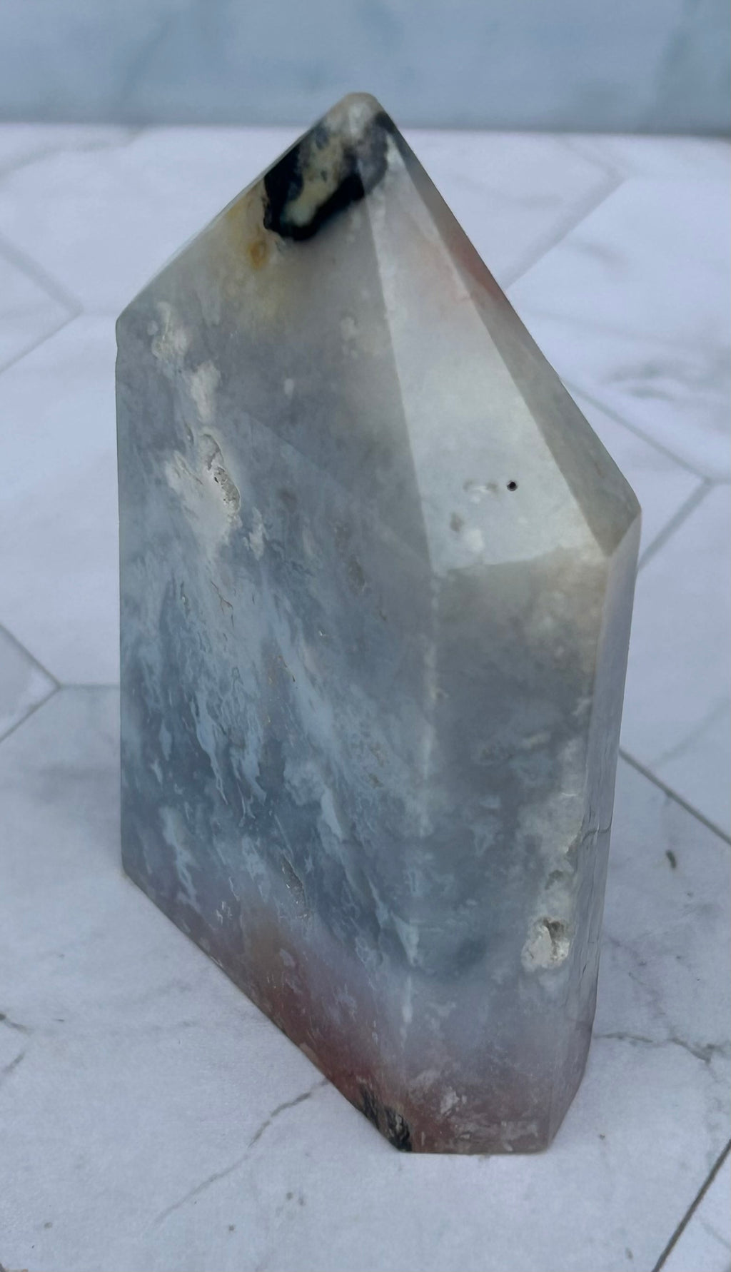 Blue Plume Agate Tower