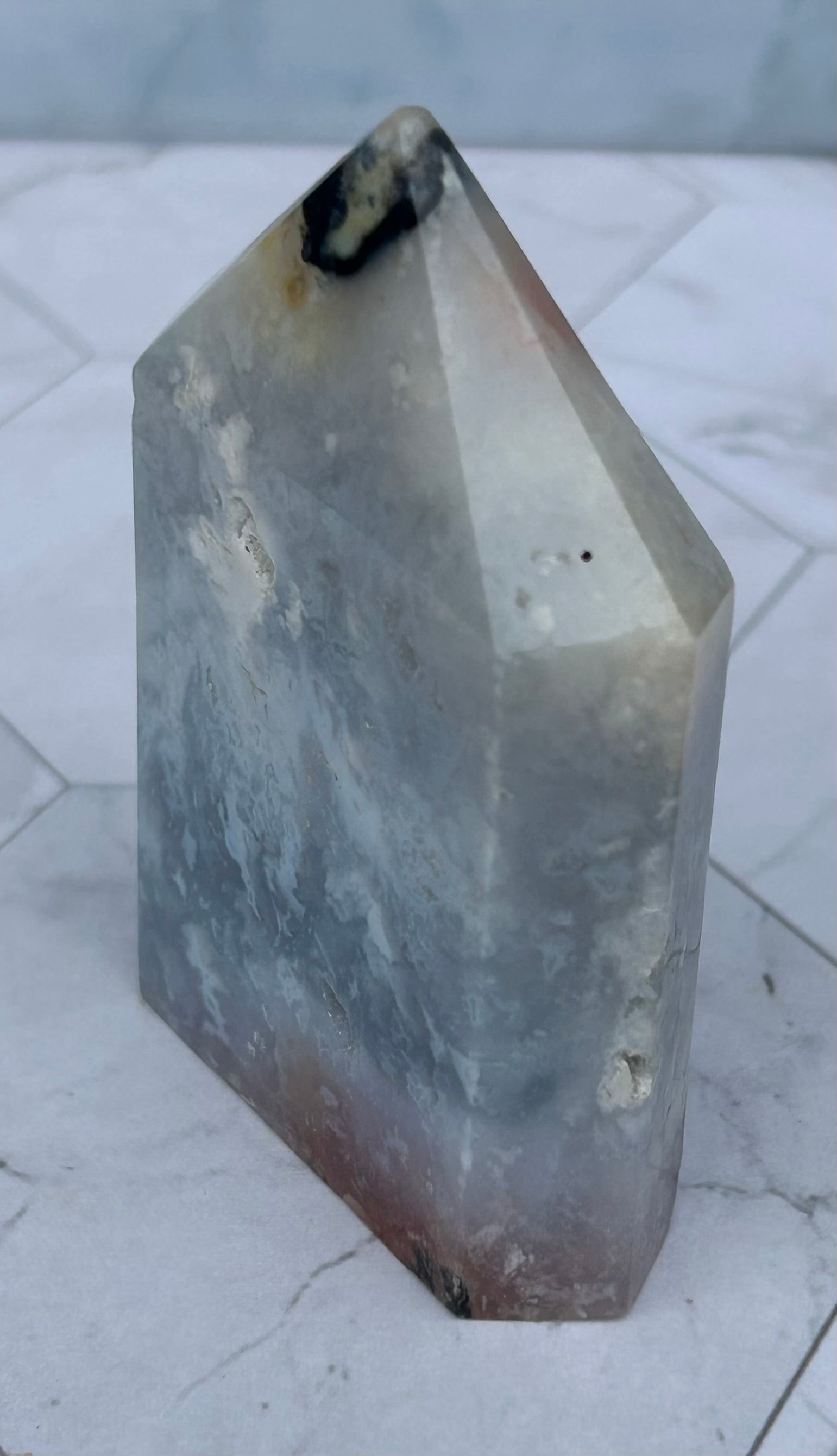 Blue Plume Agate Tower