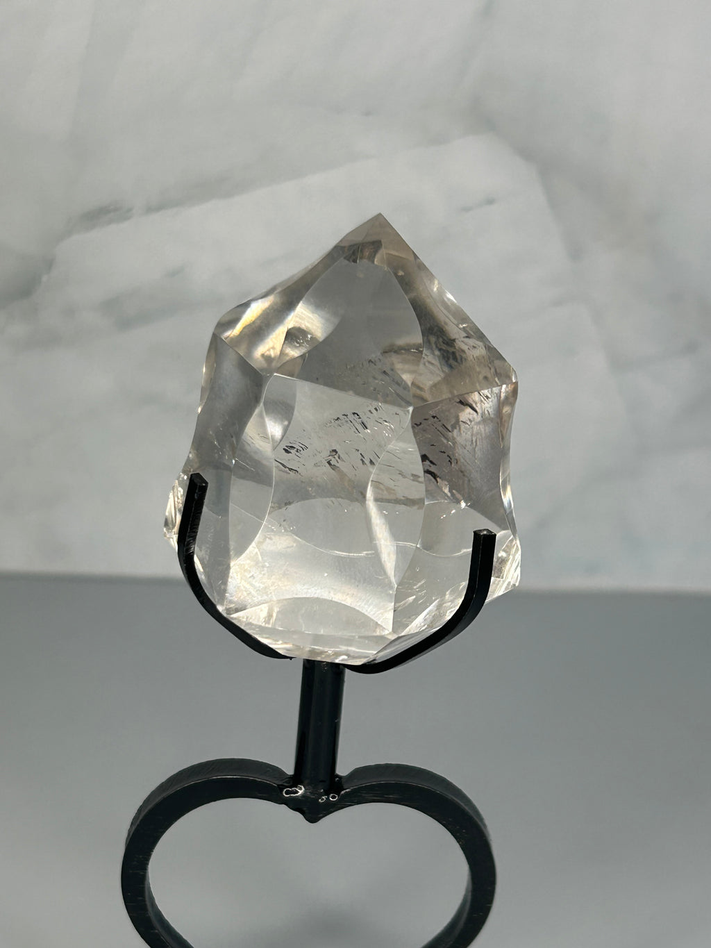 Clear Quartz Diamond on Heart Stand