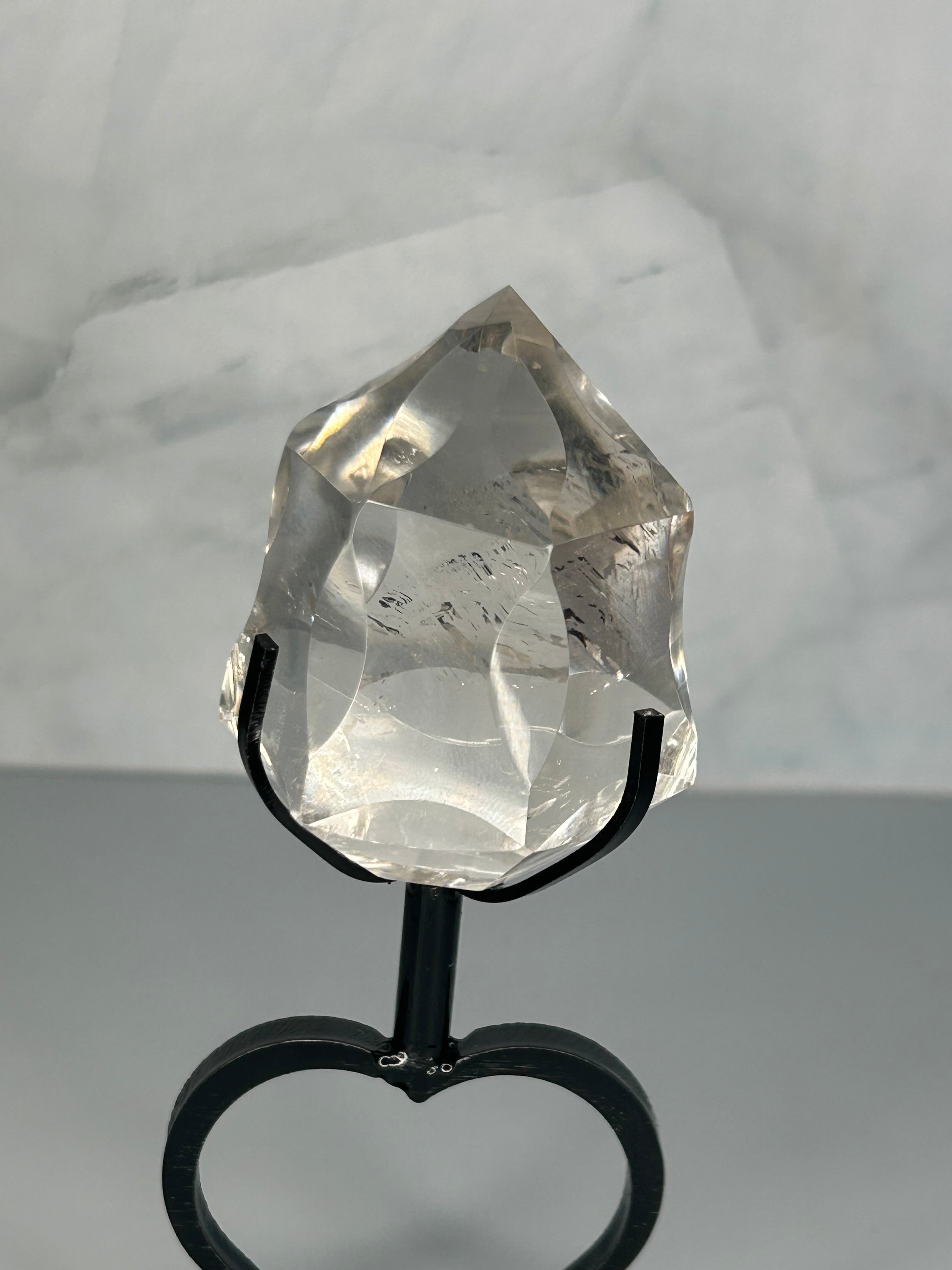 Clear Quartz Diamond on Heart Stand