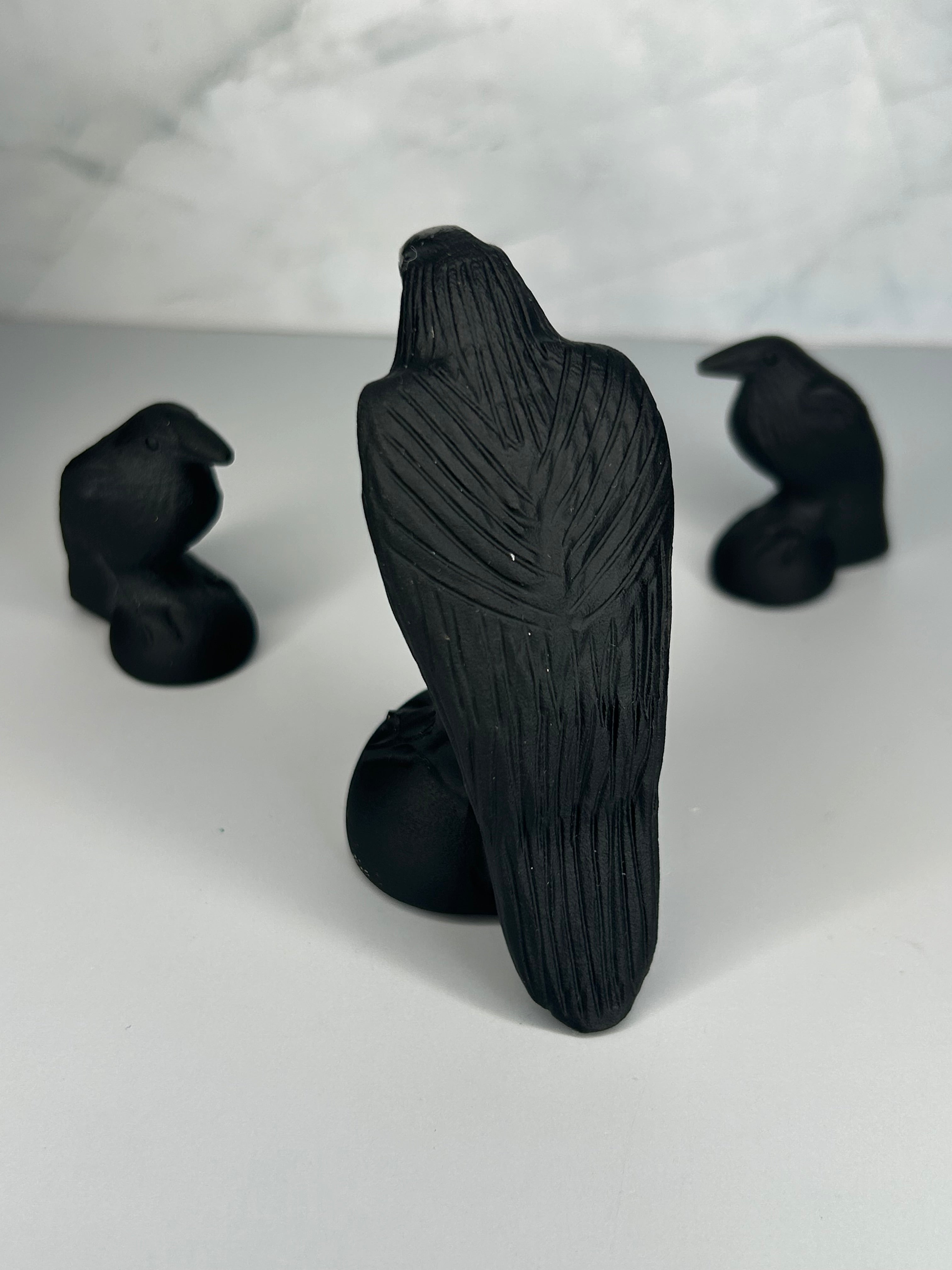 Obsidian Raven Carving