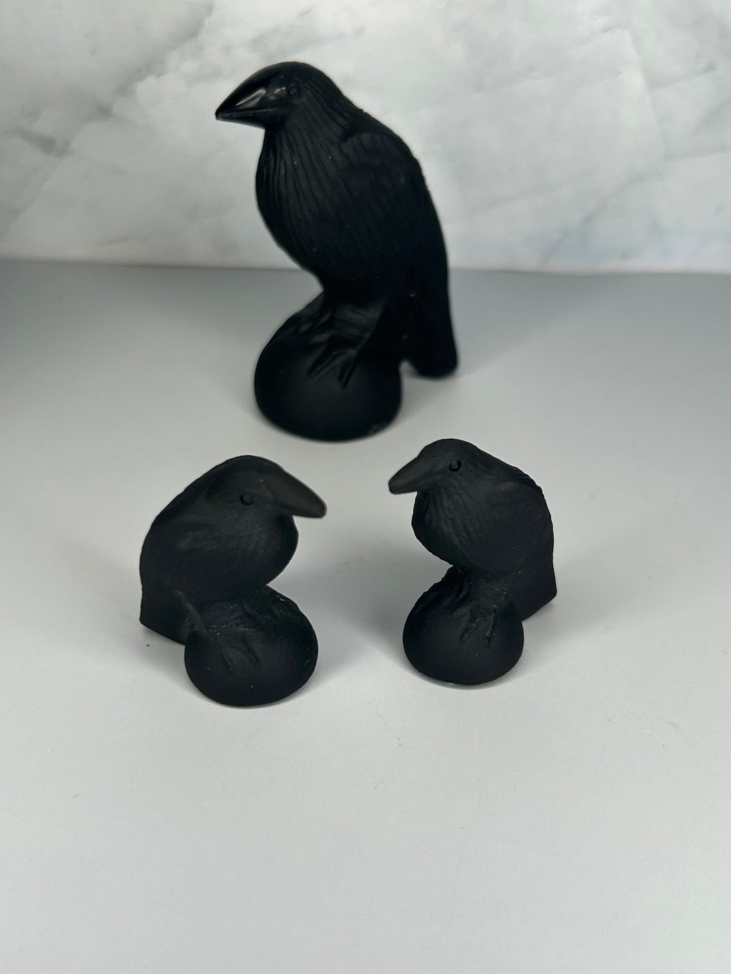 Mini Obsidian Raven Carving