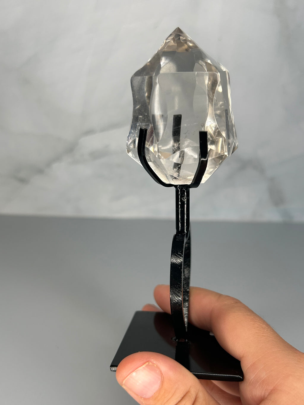 Clear Quartz Diamond on Heart Stand