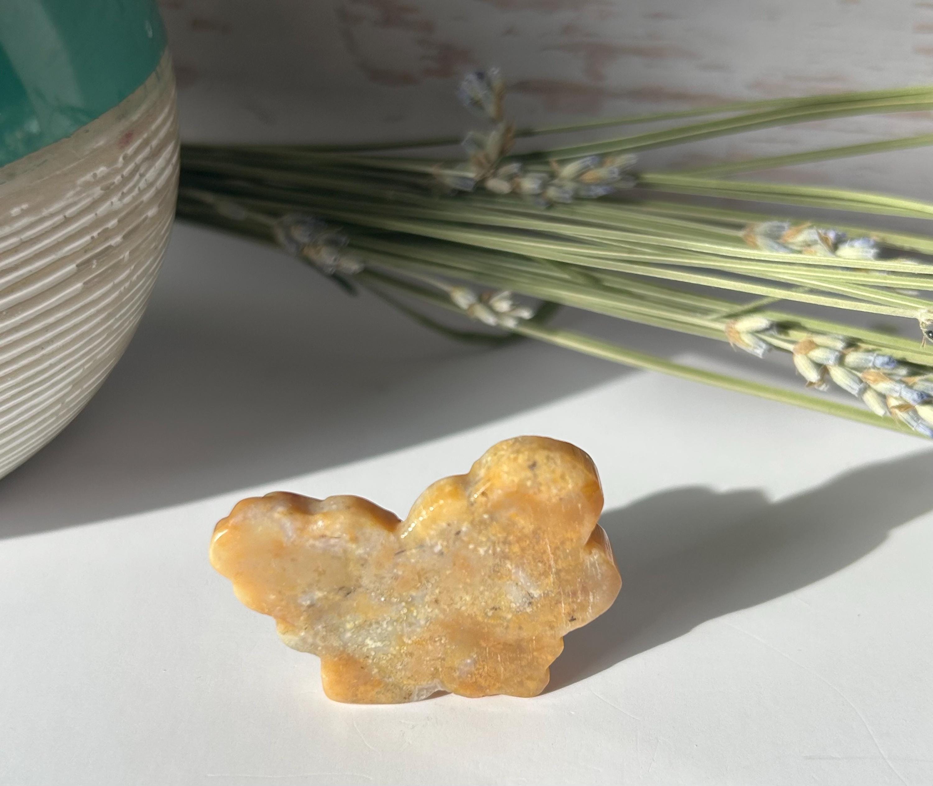 Yellow Calcite Butterfly Carving