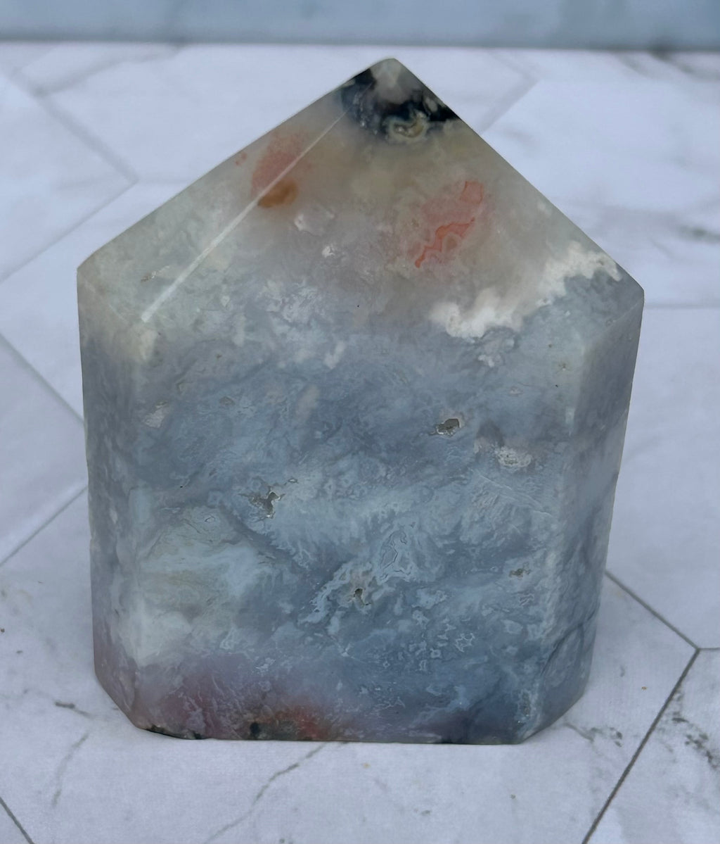 Blue Plume Agate Tower