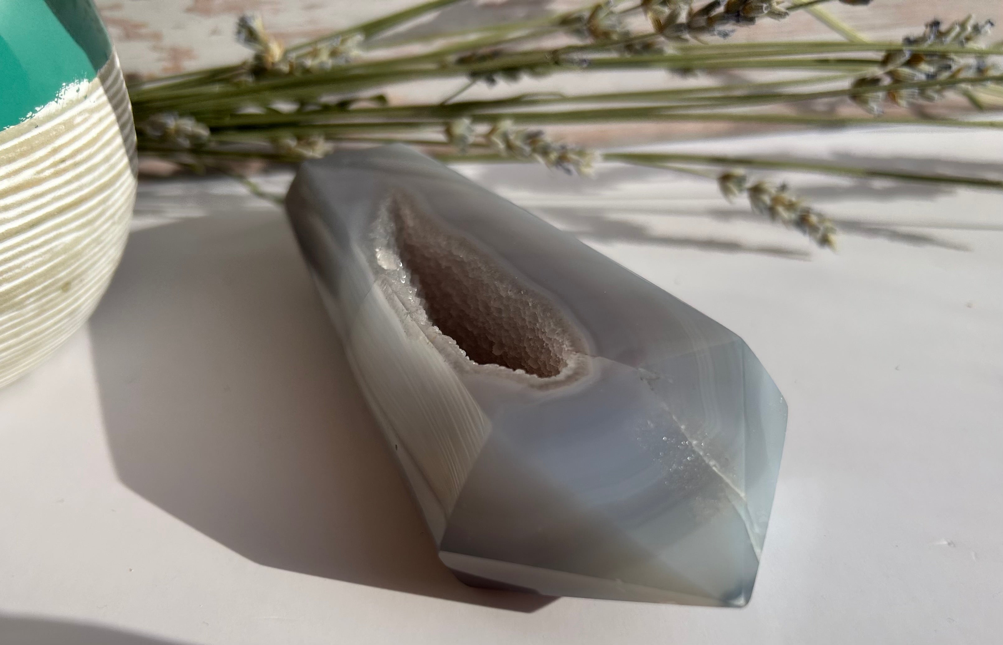 Druzy Blue Agate Double Point