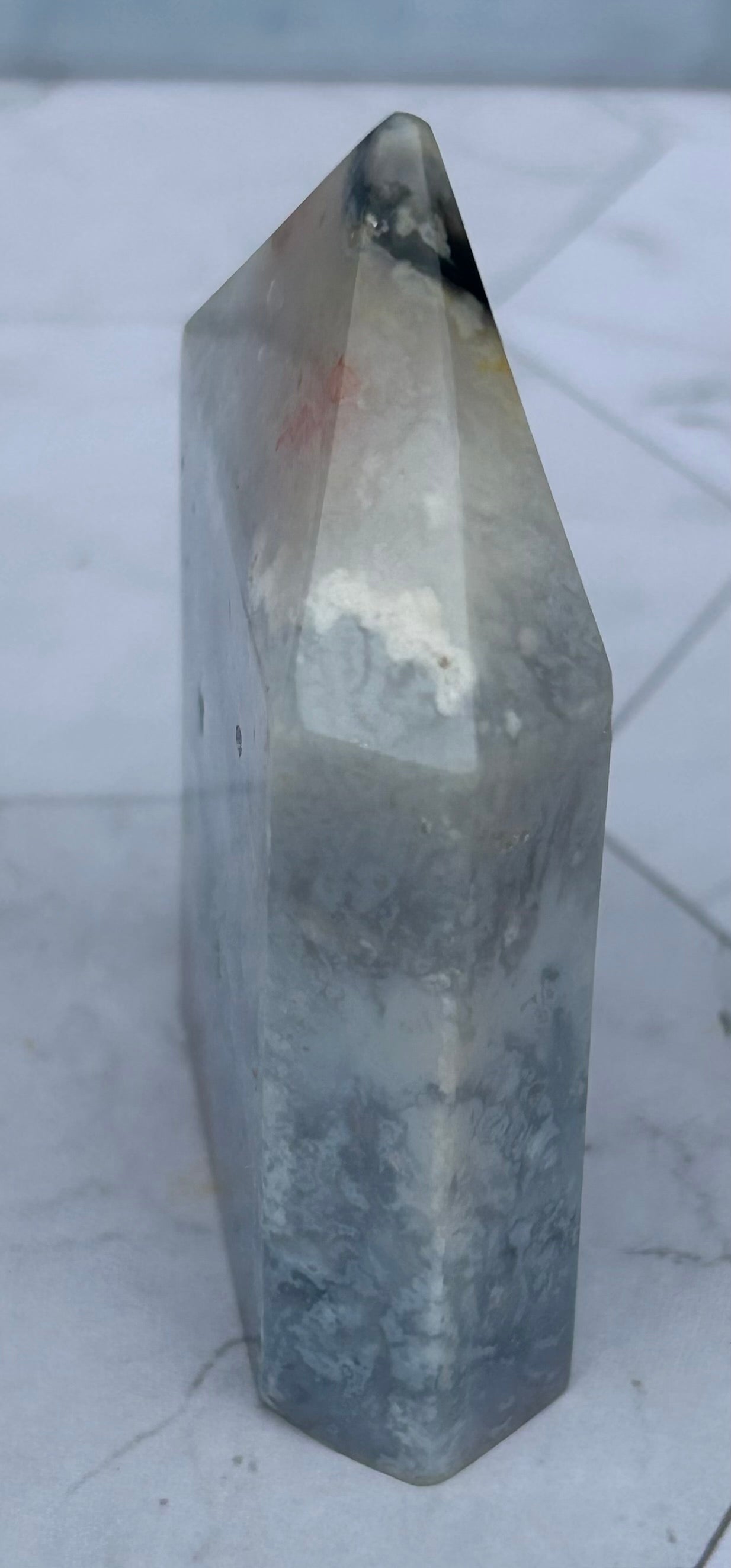 Blue Plume Agate Tower