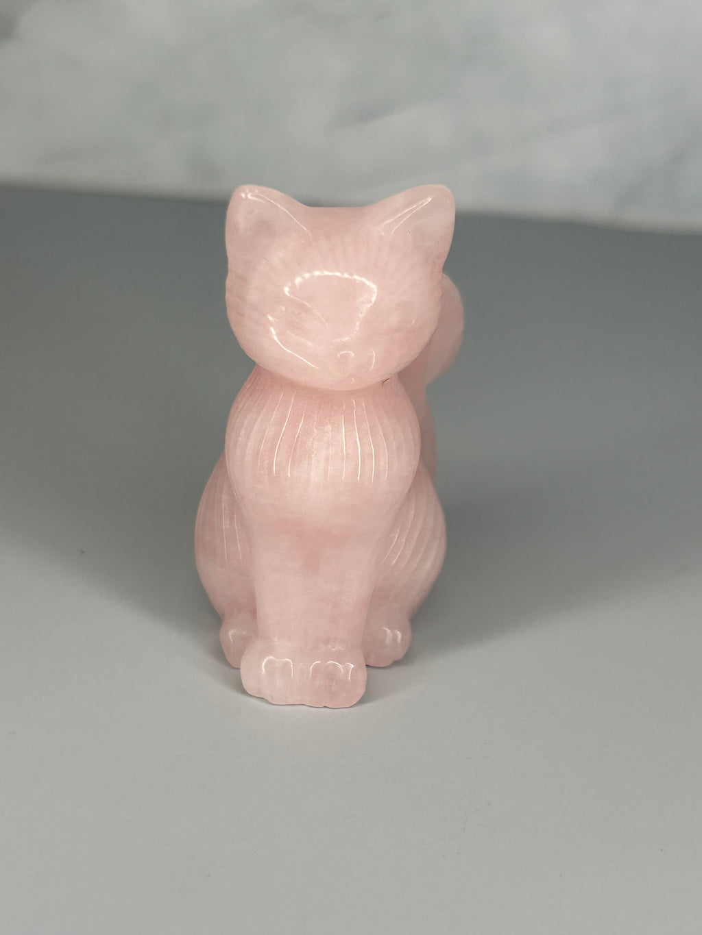 Rose Quartz Cat Carving