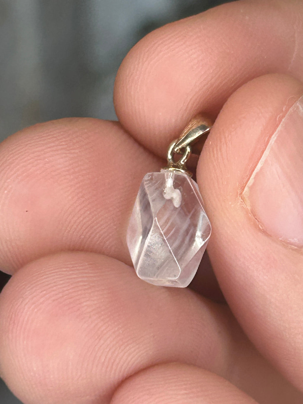 Blue Needle Quartz Faceted Crystal Pendant