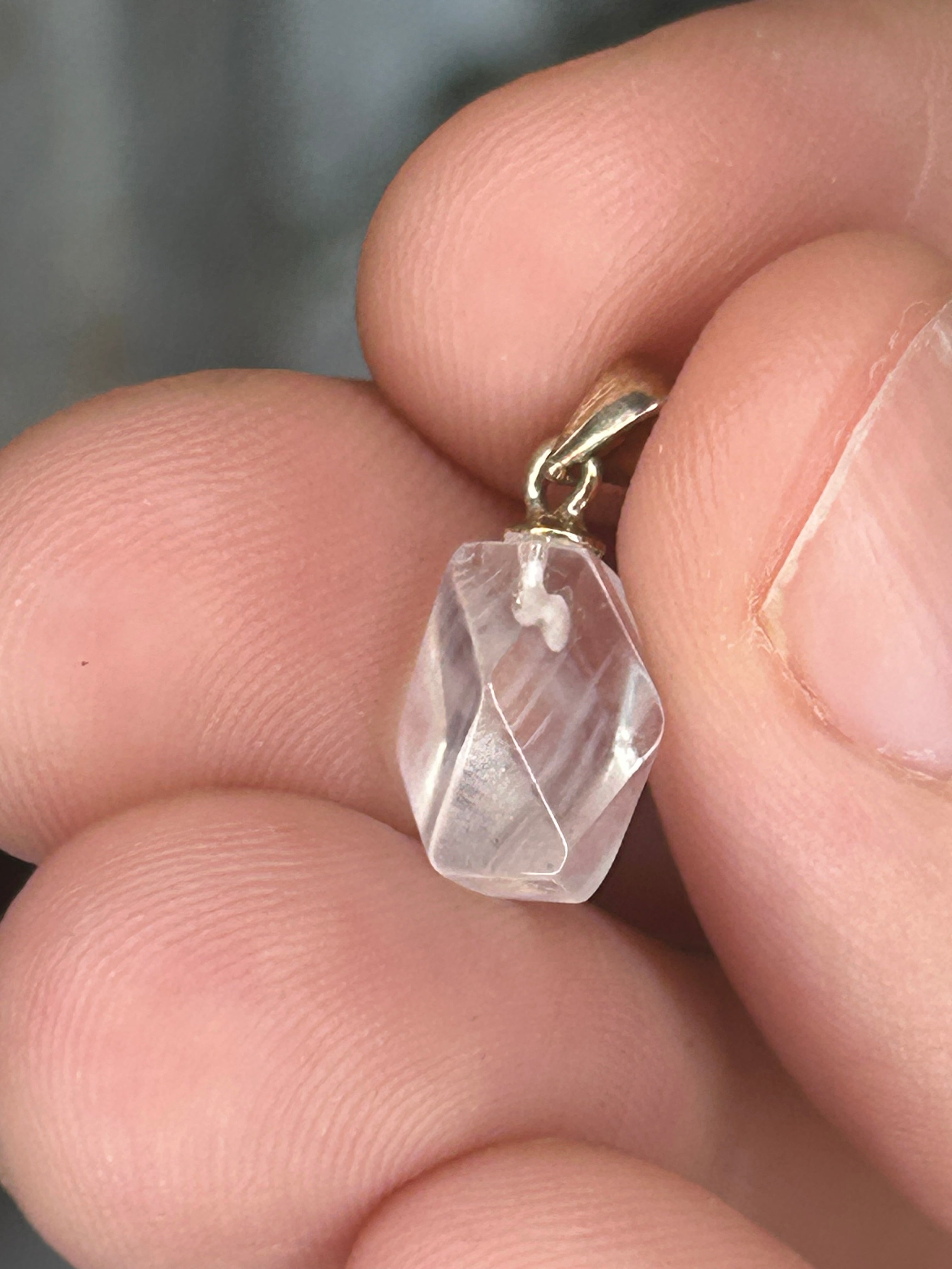 Blue Needle Quartz Faceted Crystal Pendant