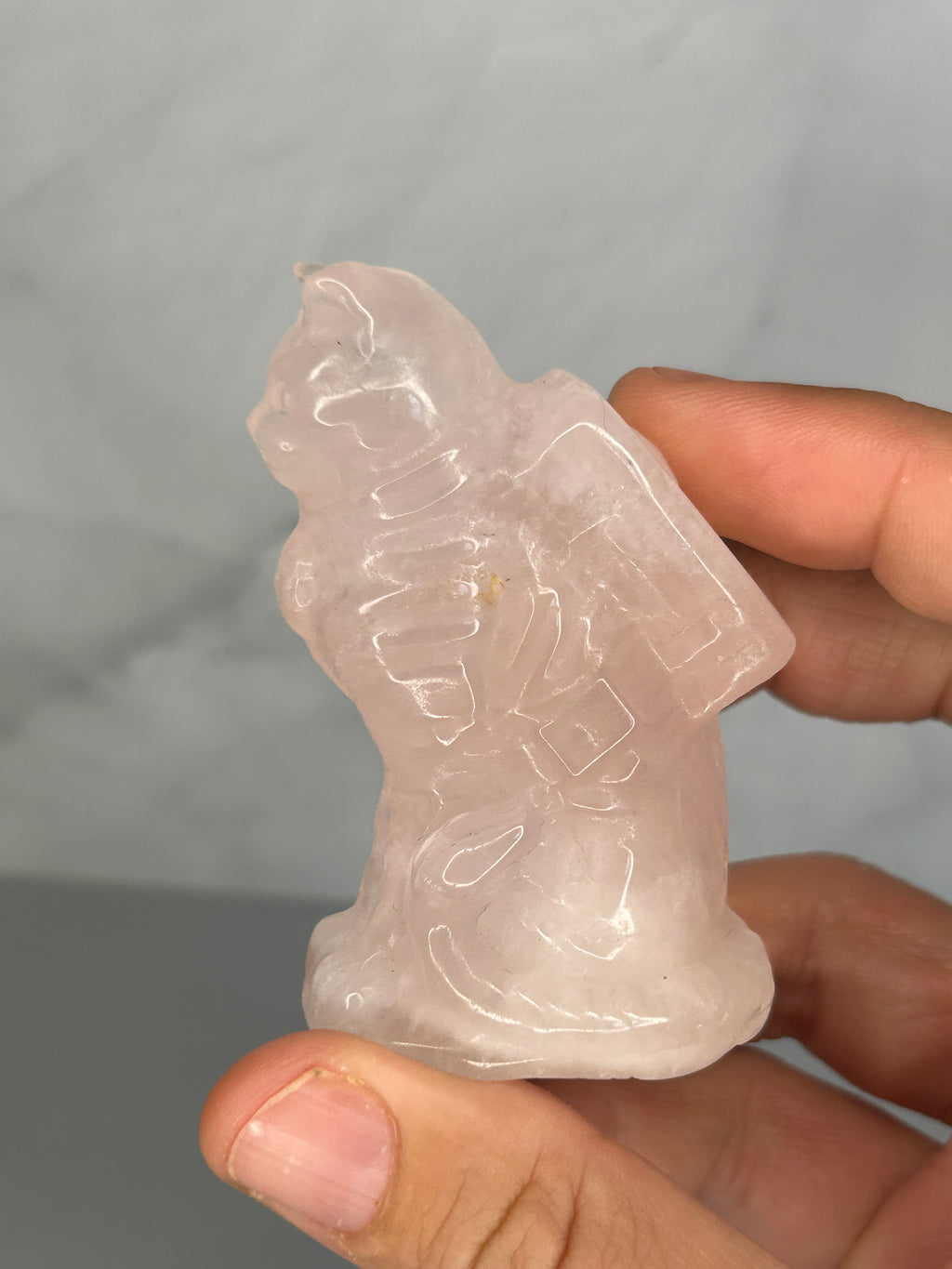 Rose Quartz Cat Carving