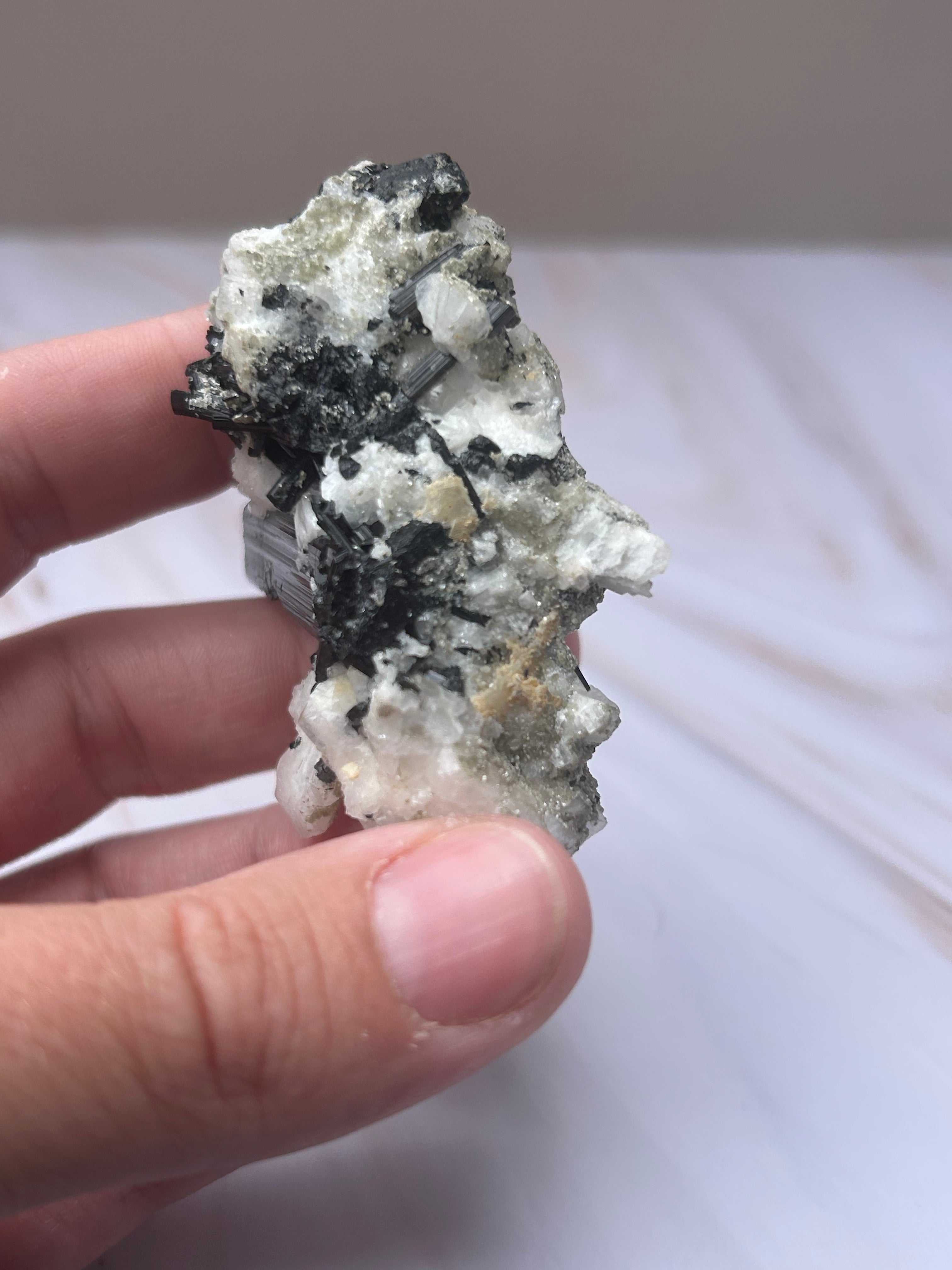 Quartz, Black Tourmaline & Pyrite Specimen - Protection Abundance Clarity
