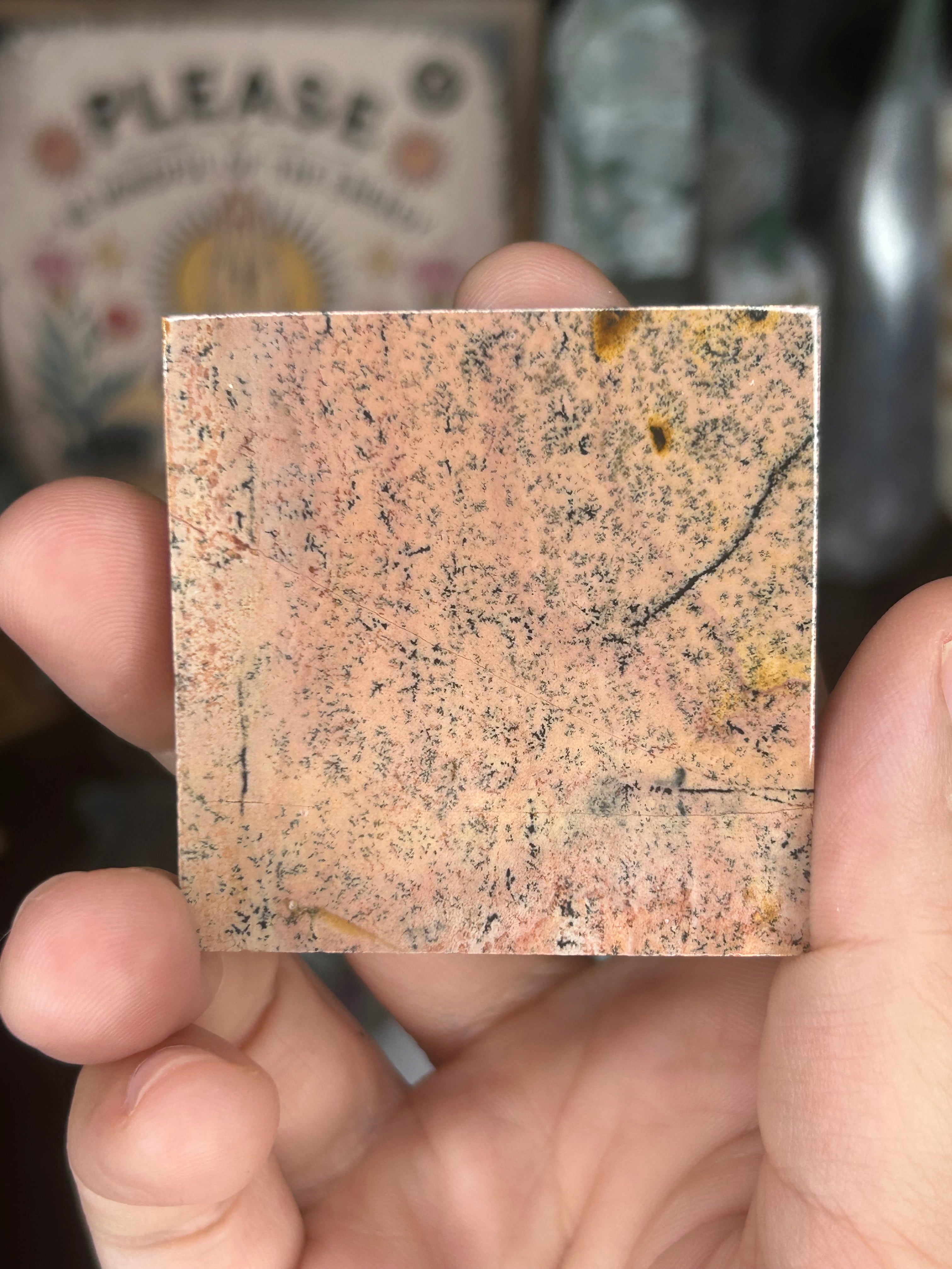 Dendritic Picture Jasper Square Blush & Gold