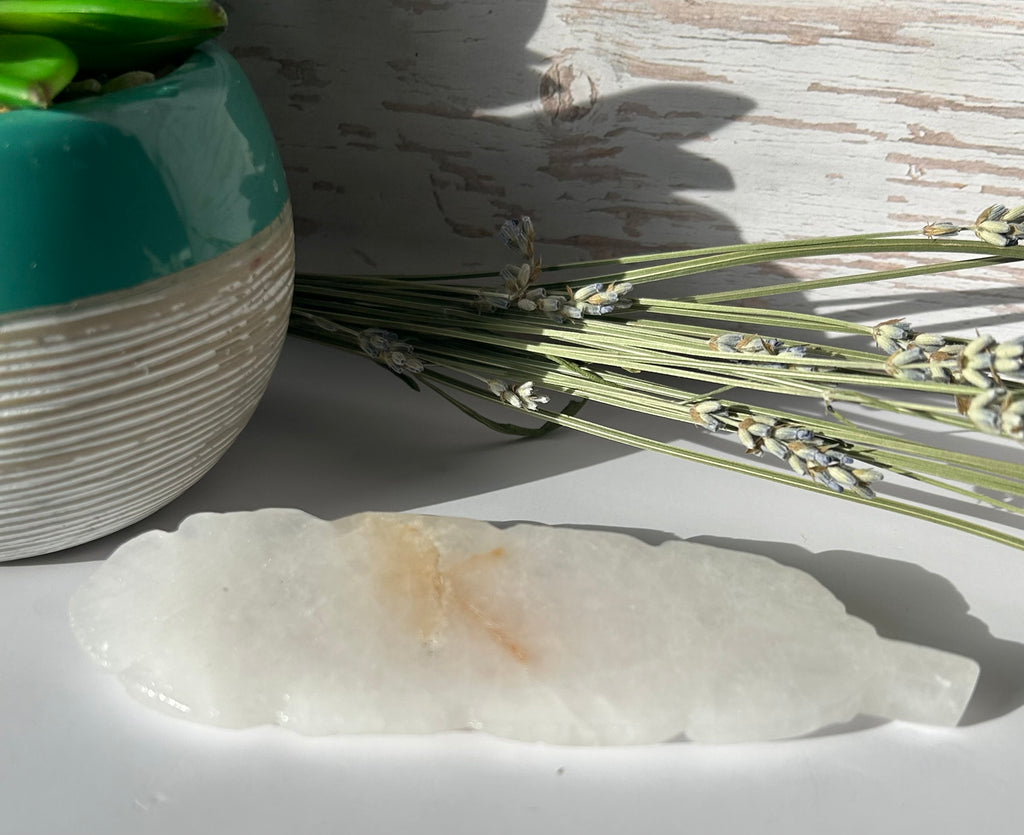 Clear Quartz Feather with Golden Healer Inclusion