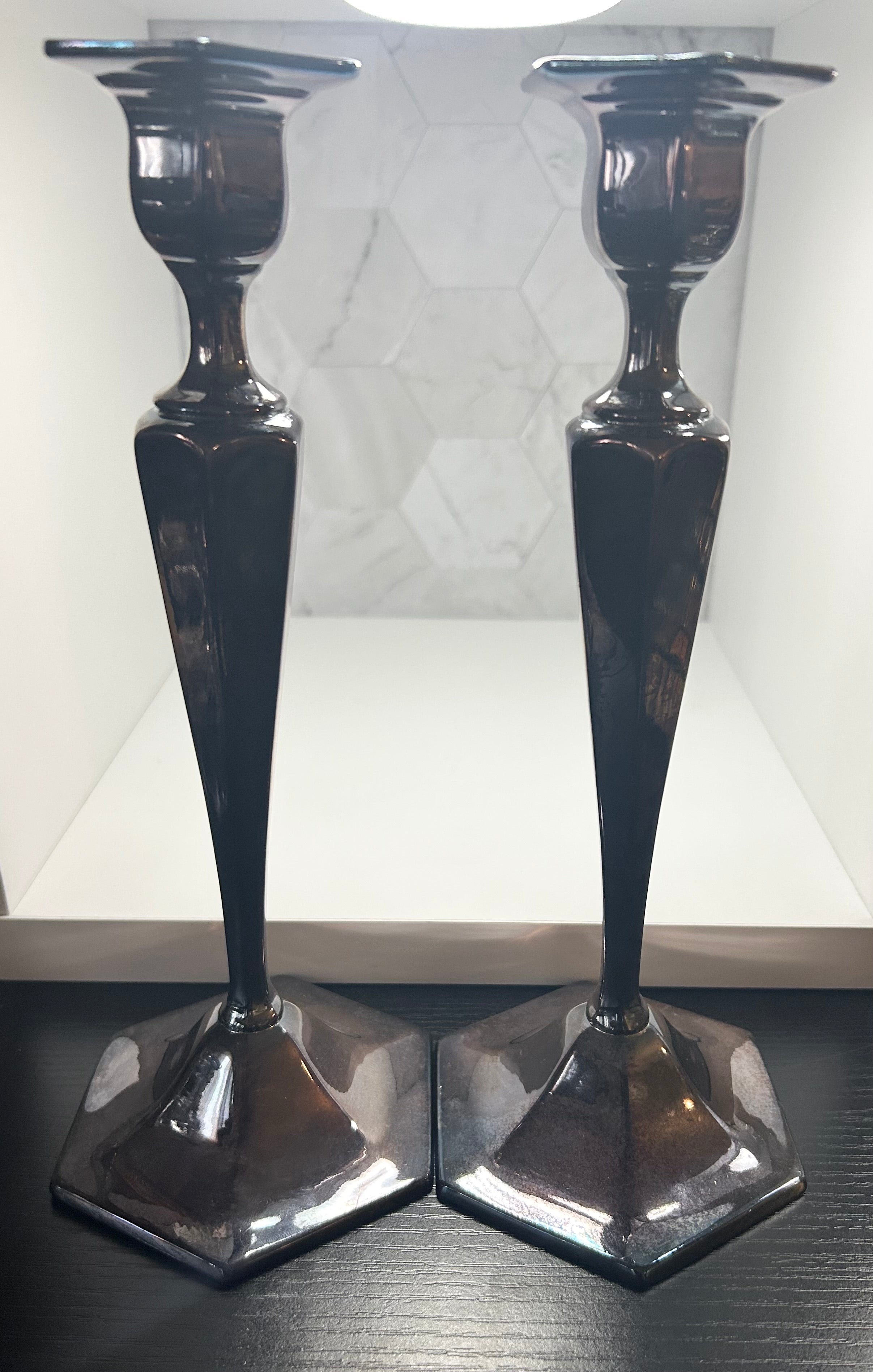 Black Tall Brushed Nickel Sphere Holder