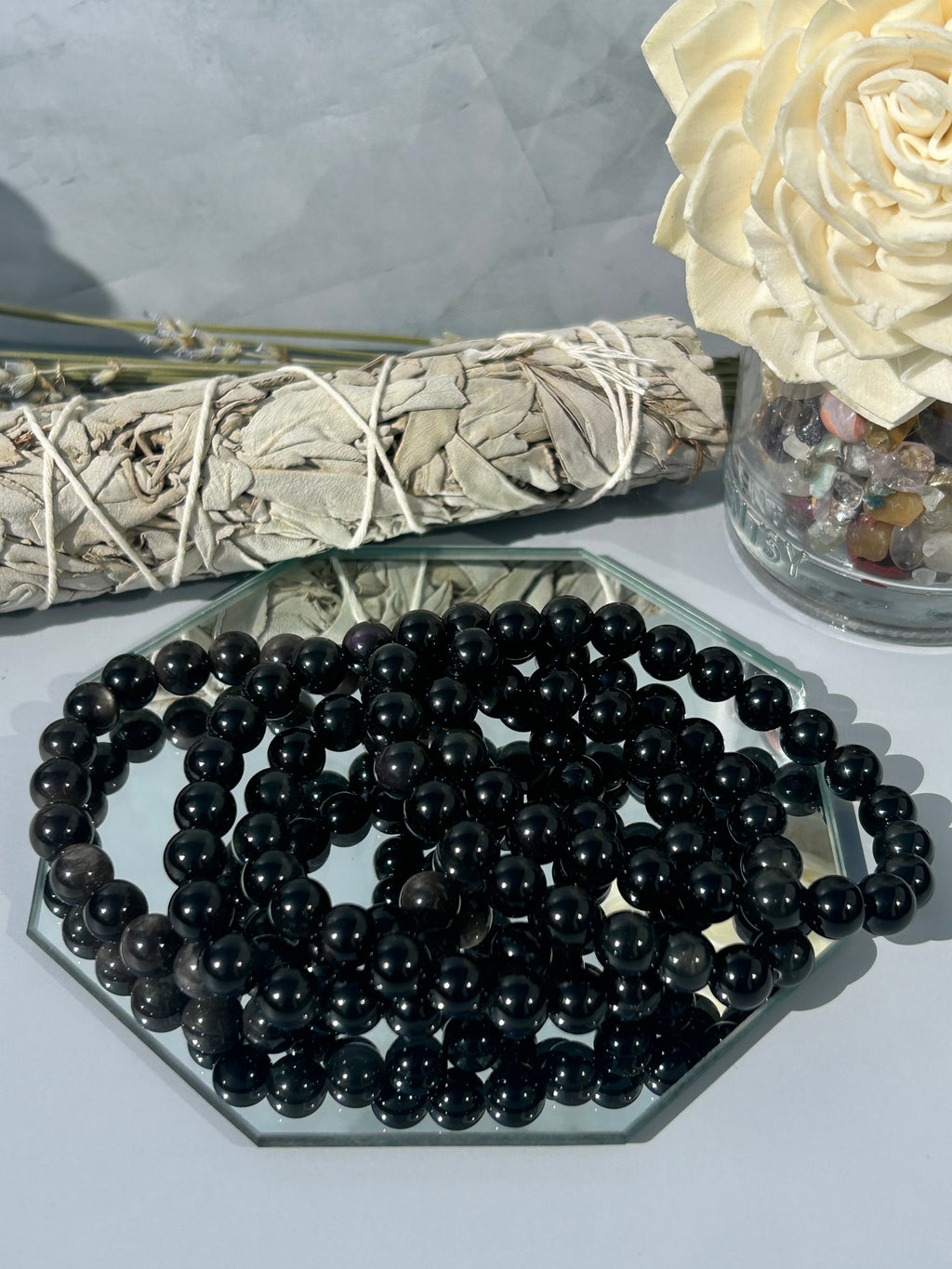 Silver Sheen Obsidian Bracelet