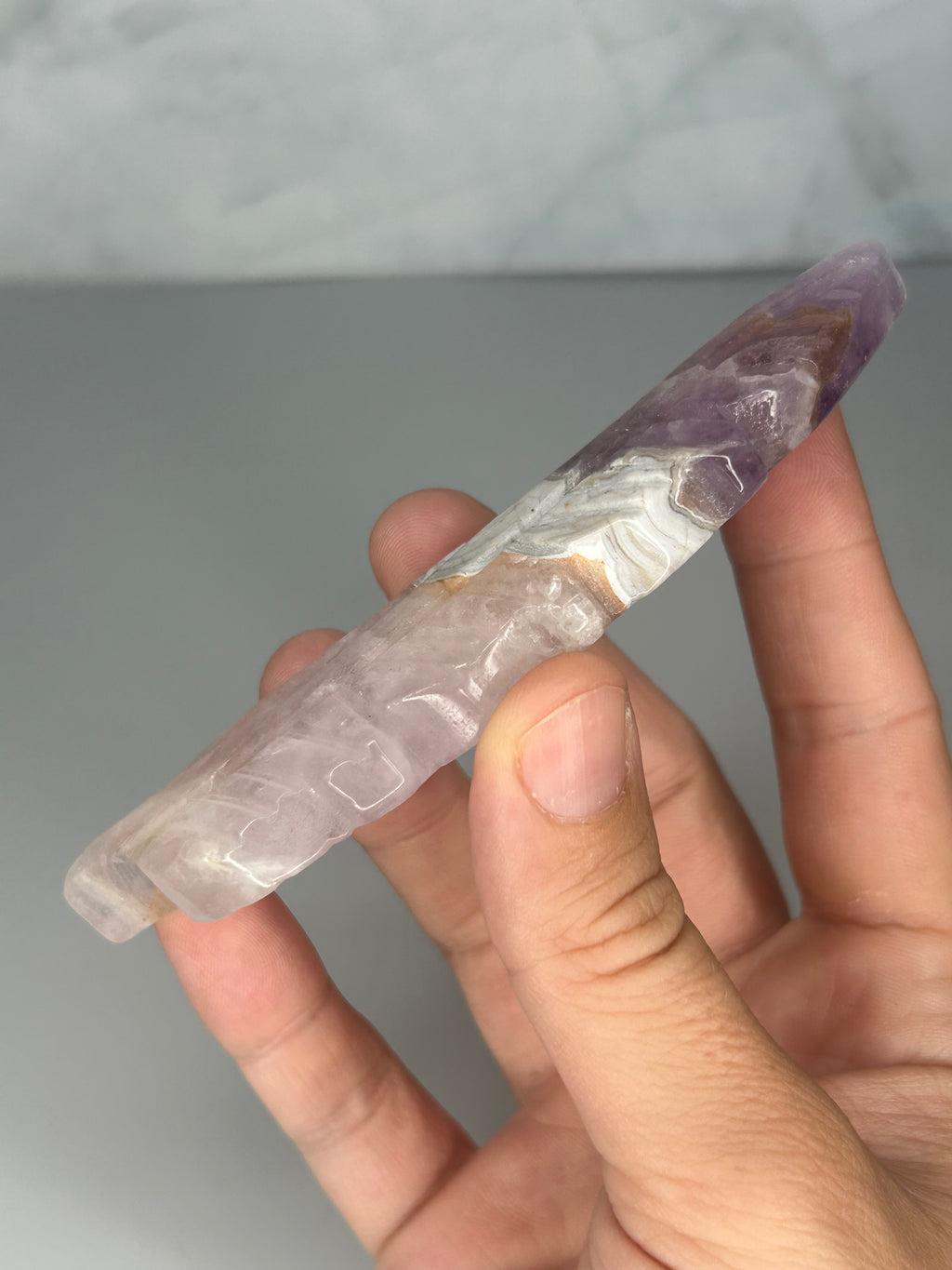 Amethyst, Agate & Rose Quartz Feather Carving