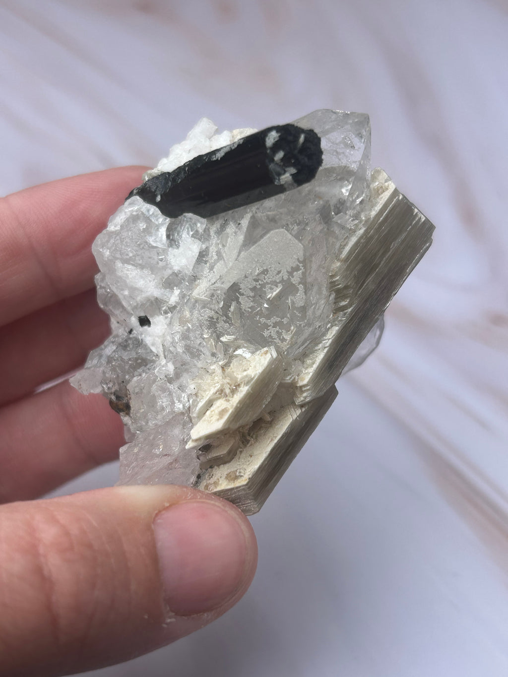 Golden Mica, Quartz & Black Tourmaline Specimen - Protection Grounding Clarity
