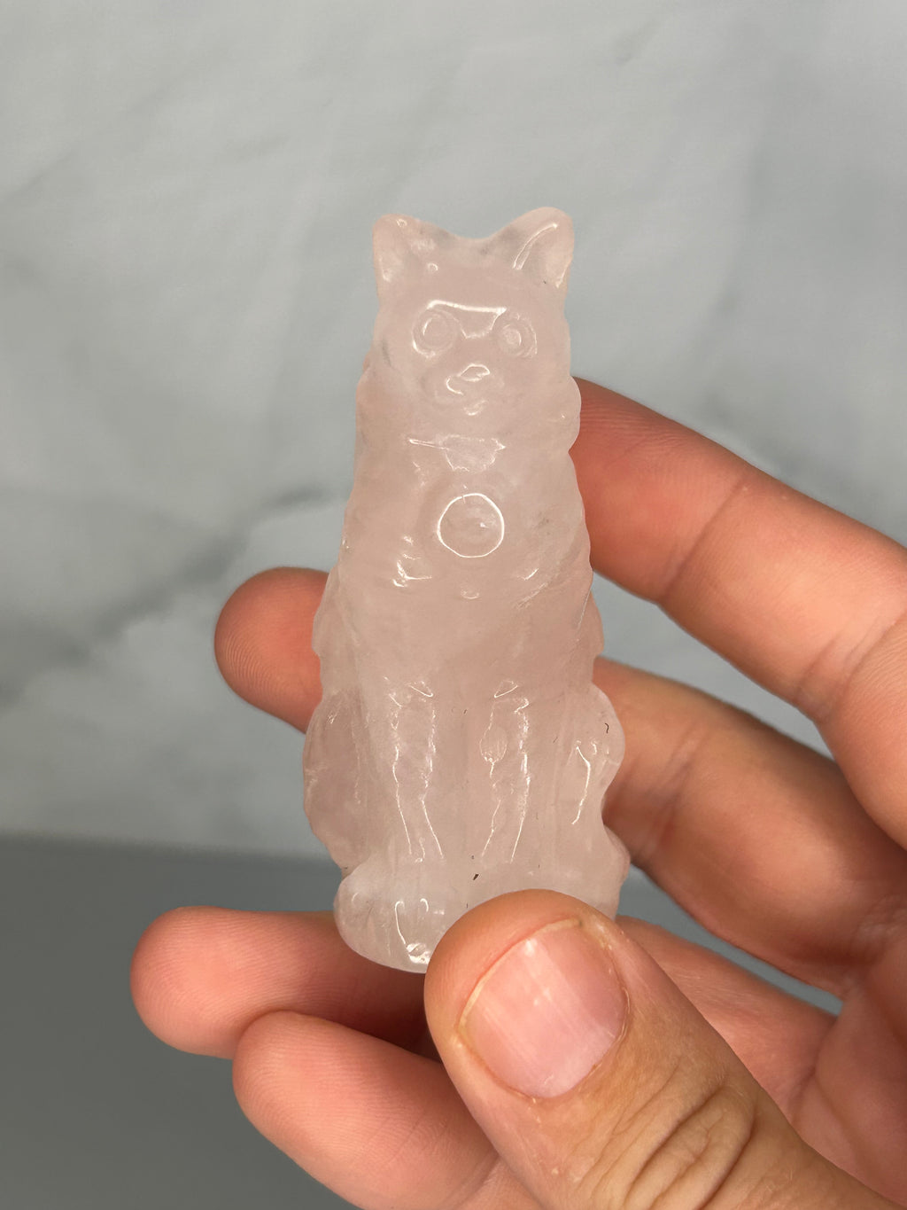 Rose Quartz Cat Carving