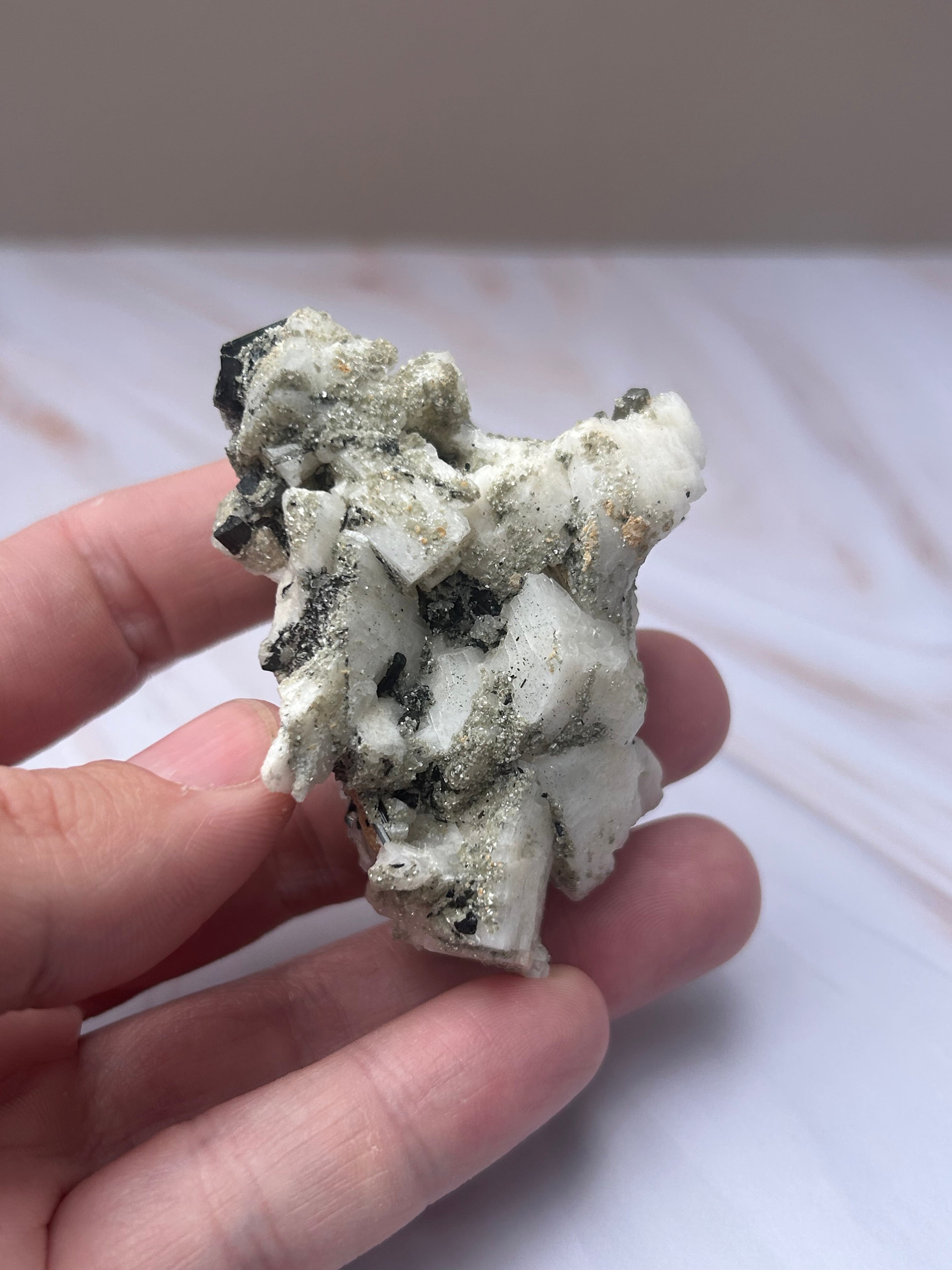 Quartz, Black Tourmaline & Pyrite Specimen - Protection Abundance Clarity