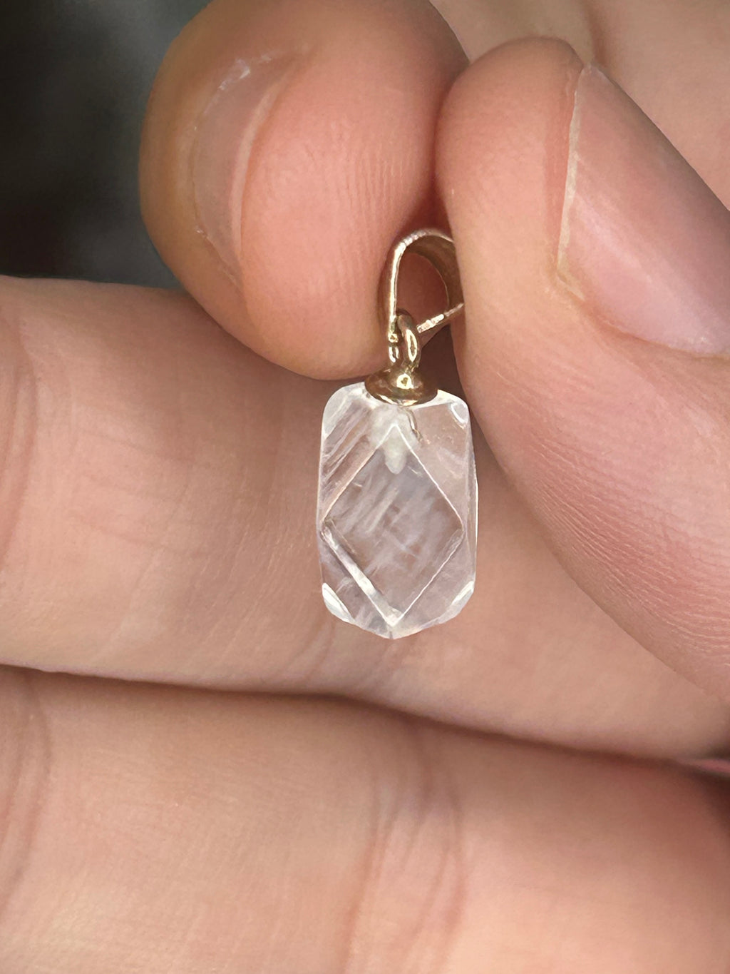 Blue Needle Quartz Faceted Crystal Pendant