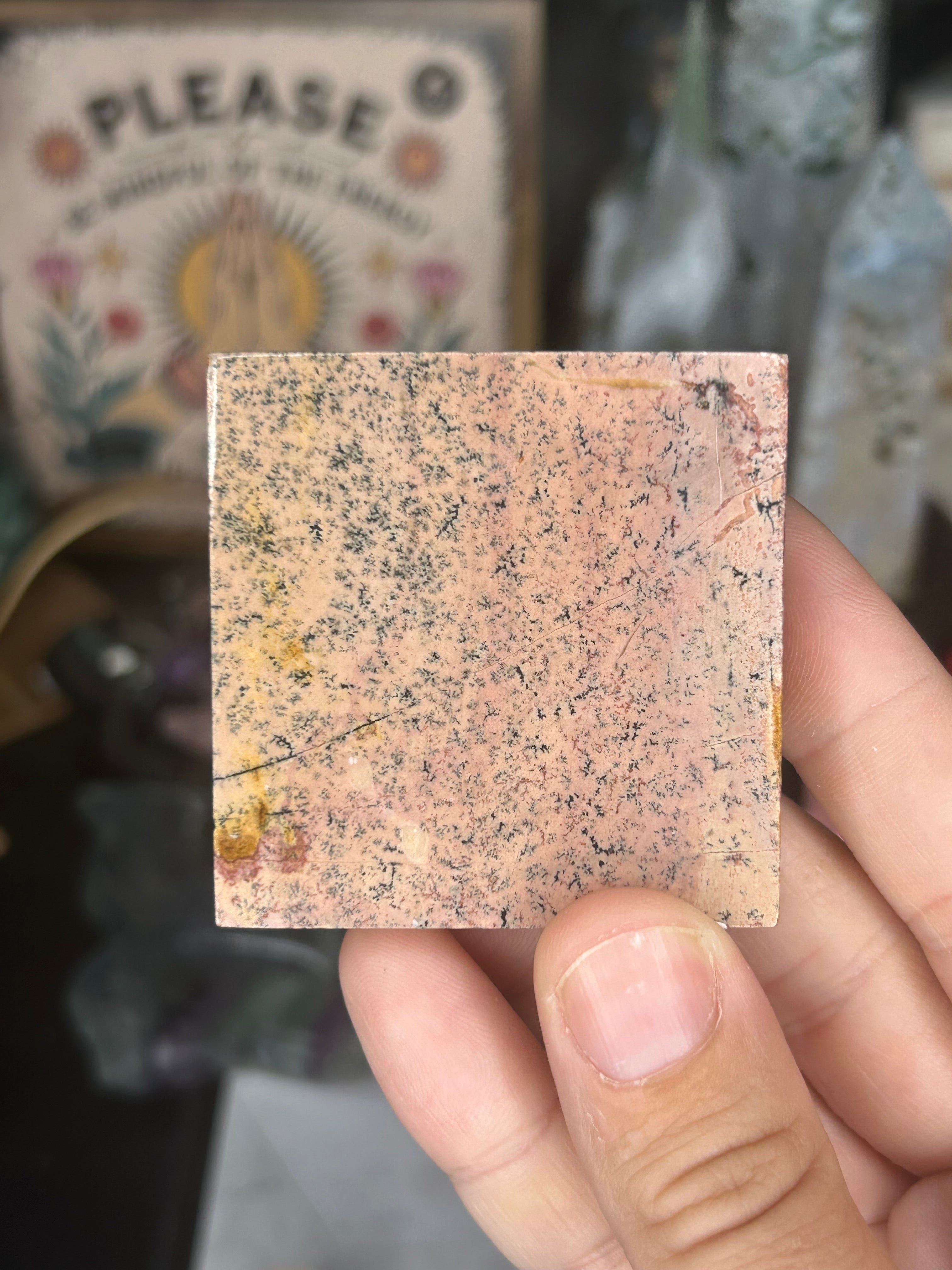 Dendritic Picture Jasper Square Blush & Gold